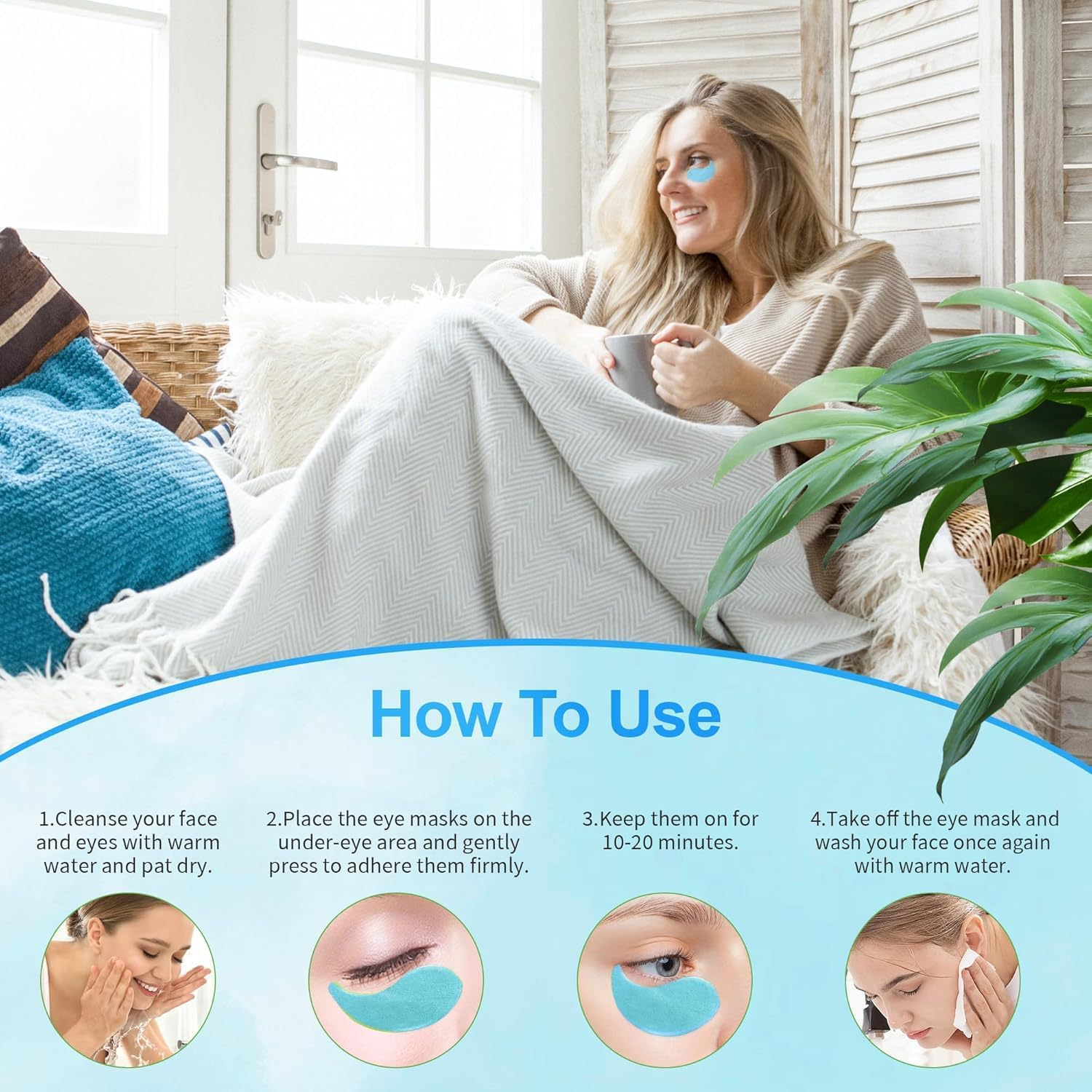 Collagen under Eye Gel Patches, under Eye Patches for Puffy Eyes & Dark Circles, Collagen & Retinol for Brightening & Hydration image number 6