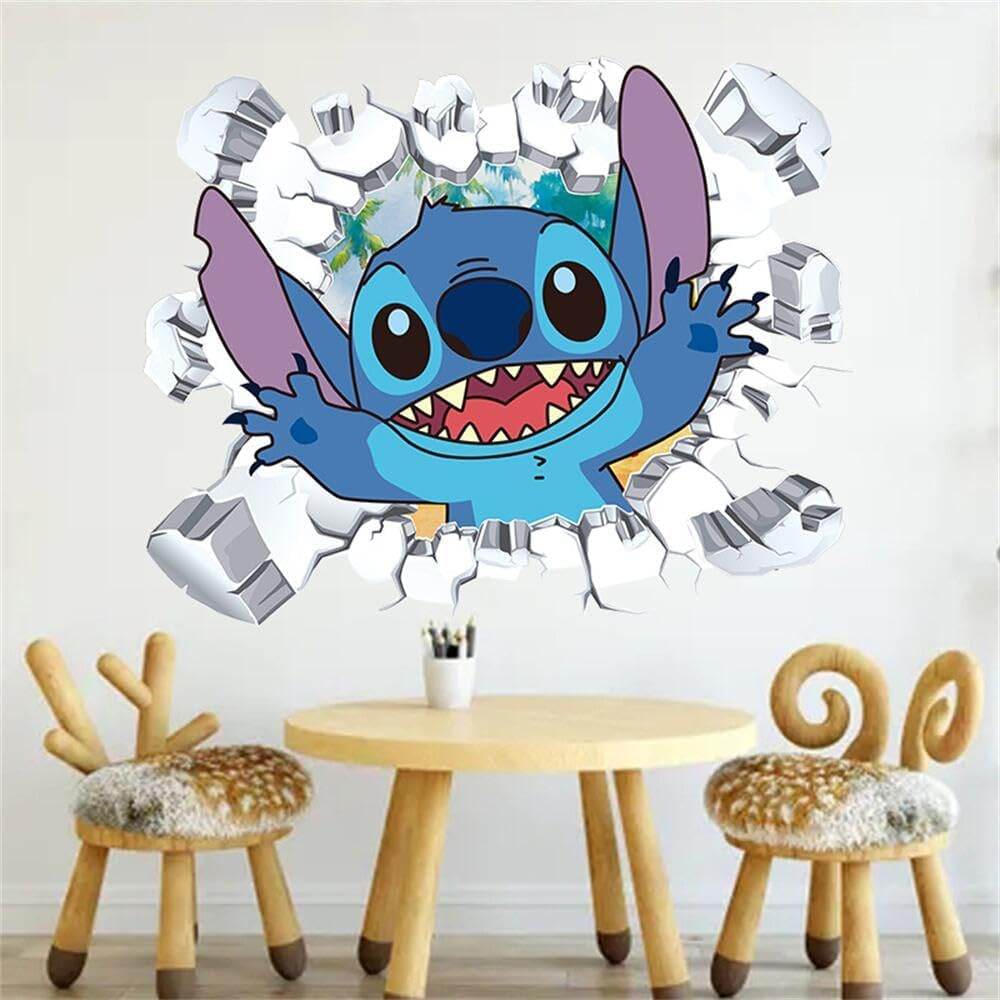 Lilo and Stitch Wall Decals - Kids Cartoon Wall Art for Bedroom Decor - DIY Removable Stickers for Themed Room (23.7X17.8 Inch) image number 1