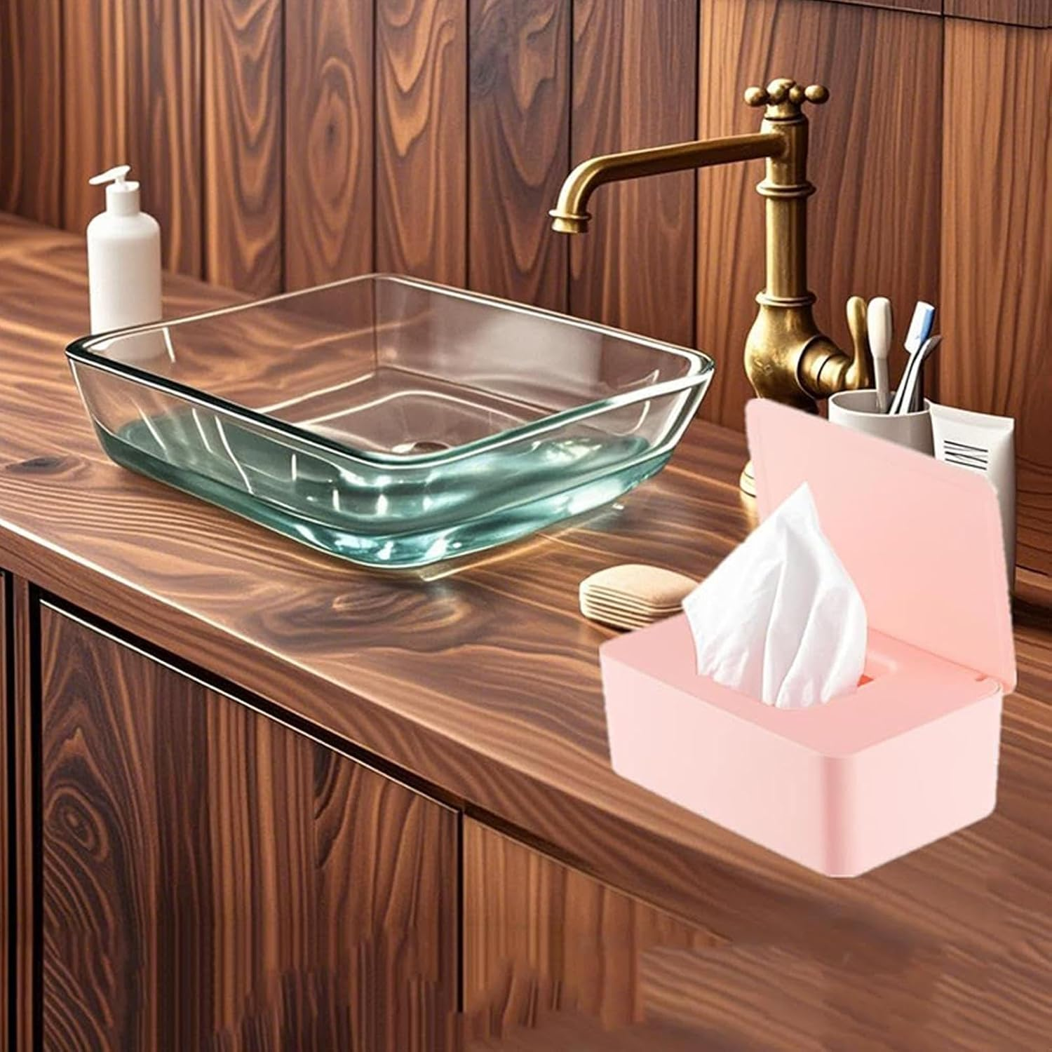 Wet Wipes Container, Baby Wipes Case, Reusable Tissue Storage Box for Car Counter Living Room Restaurant Home Nursery Bedroom Bathroom Toilet image number 4