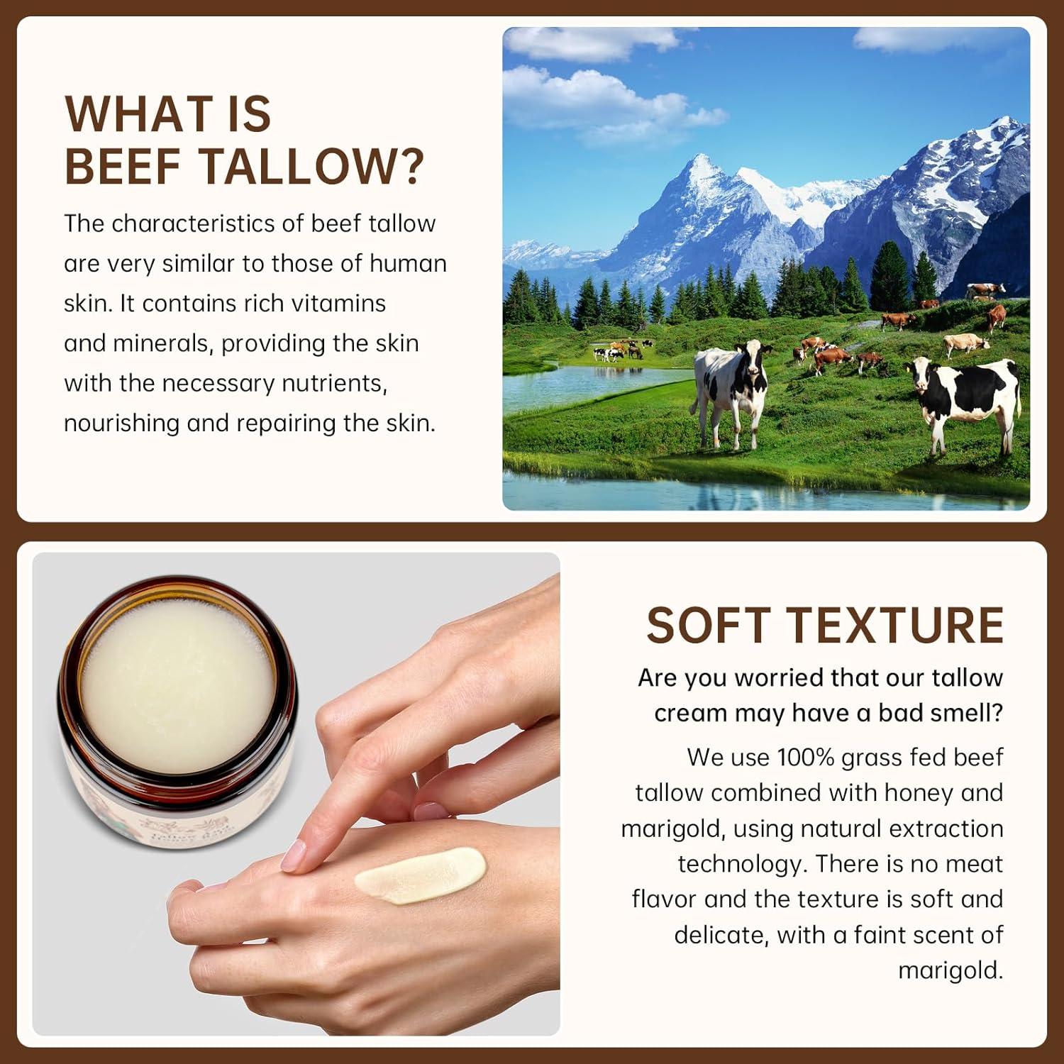 Beef Tallow Cream for Skin, Organic Beef Tallow Face Cream for Dry Skin, Deep Moisturizing Tallow Body Butter Lotion for Cracked Skin, Beef Tallow Moisturizer, 2 OZ. image number 5