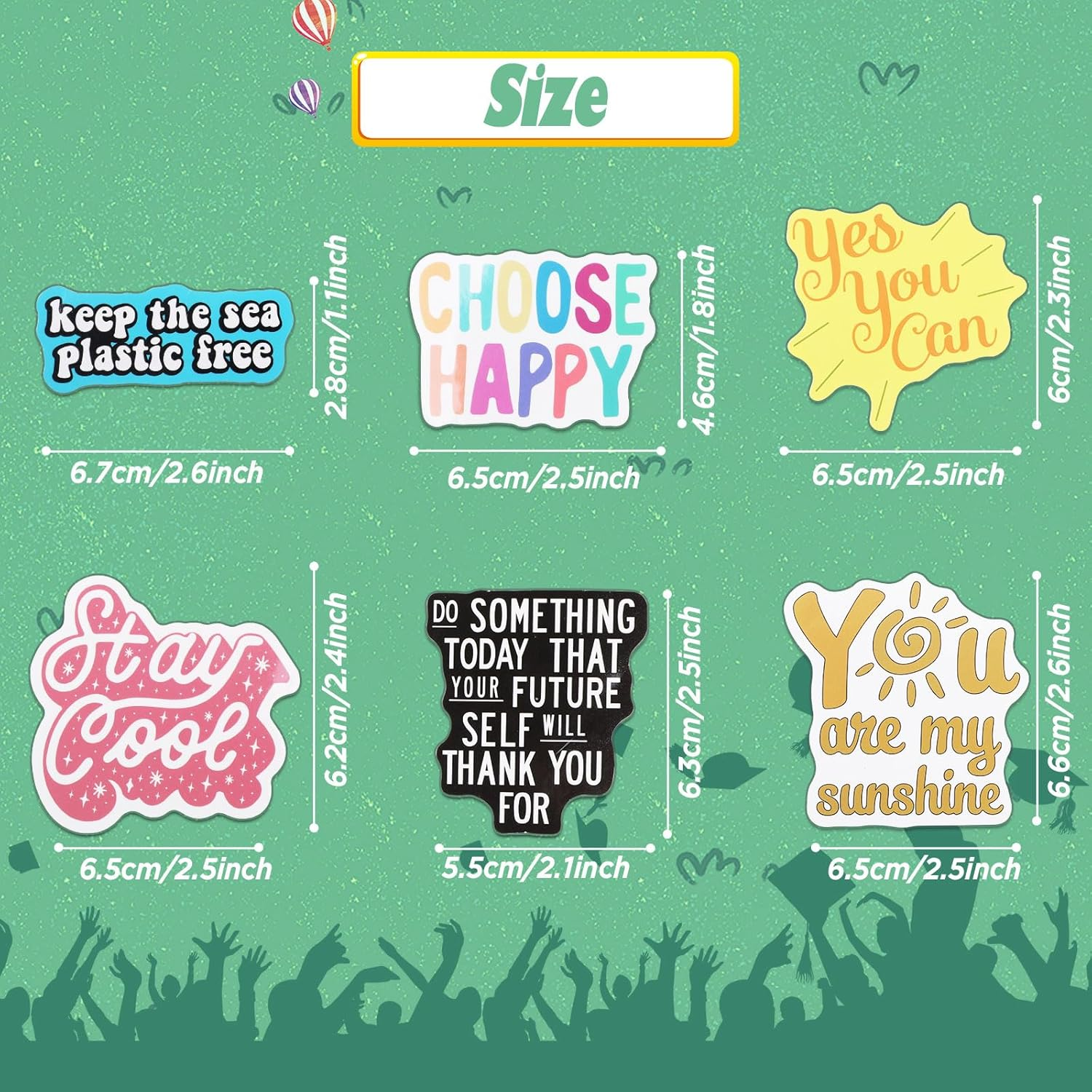 100PCS Stickers, Hianjoo Laptop Decals Cup Decorations Vinyl Waterproof Encourage Stickers for Water Bottles Windows Snowboard Envelopes Learning Theme Gifts Tags Kids Teens Adults image number 2