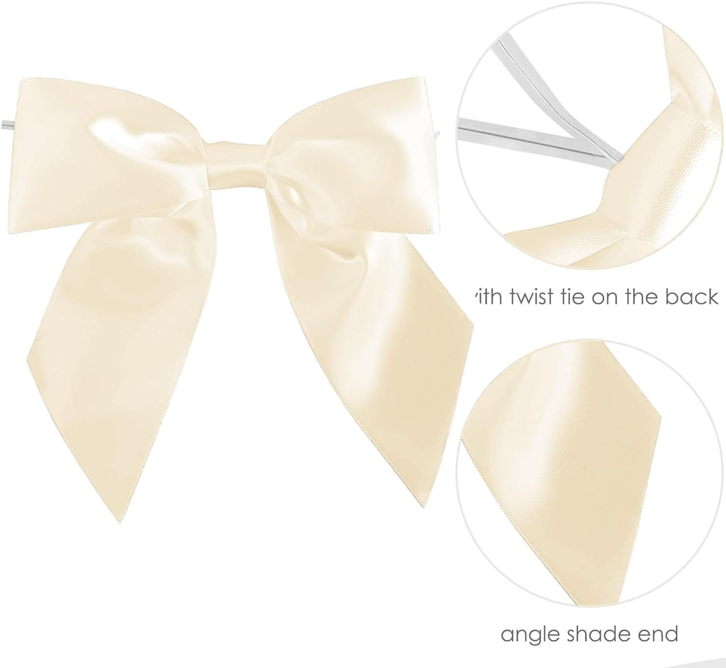 Shengsenfu 50 Pcs Satin Ribbon Bows, Bow Decorations for Party, Gift Wrapping, Weddings, Cake Mini Bow for Crafts Satin Decor Bows, Sweet Satin Ribbon Bowknots for Valentine'S Day (Beige) image number 4