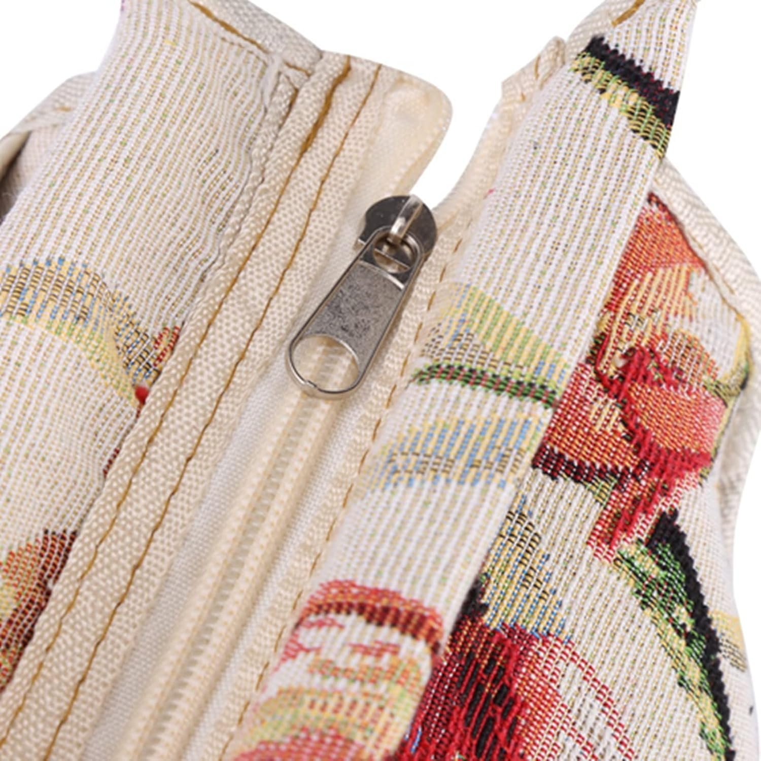 Fabric Storage Bag with Wood Handle, for Knitting Needles & Sewing Tools (Rose Jacquard) image number 6