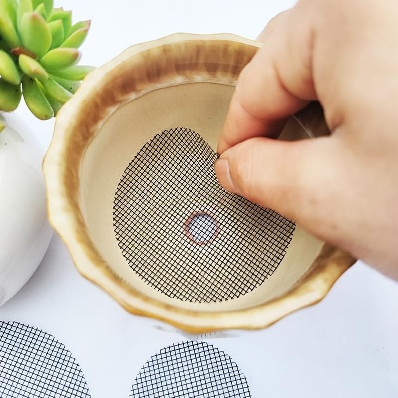 Flower Pot Hole Mesh Pad, 50 Pcs Plant Mesh Drainage Mesh, round Drainage Hole Screens Prevent Soil Loss Anti, Bonsai Pot Bottom Grid Mat Mesh for Garden Planting 5Cm image number 3