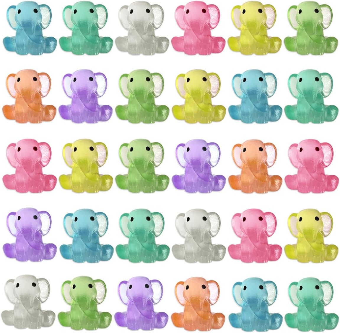 WELANE Mini Resin Animal Figures, 30 PCS Glitter Mini Resin Elephant for Potted Landscape Dollhouse Ornaments (2Cm)