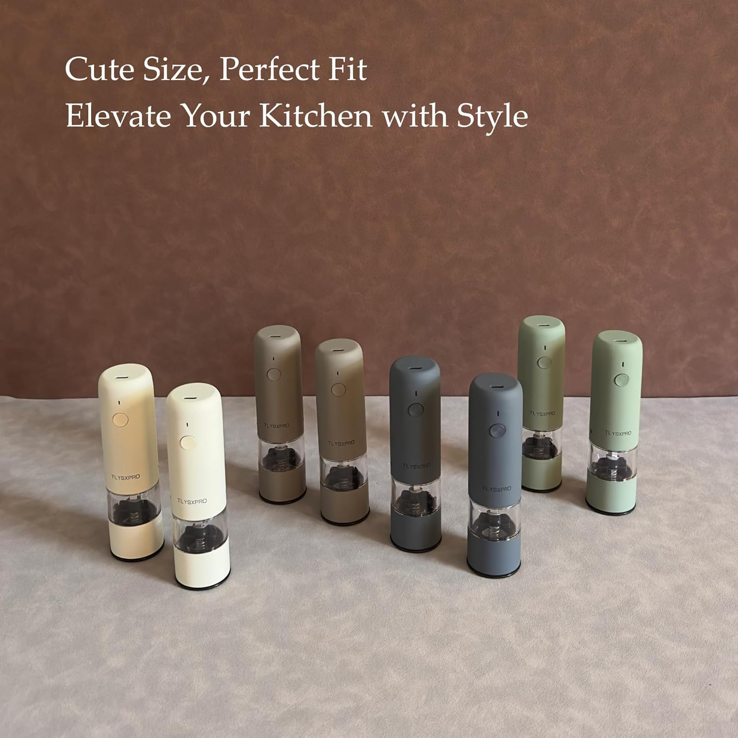 Small Electric Salt and Pepper Grinder Set, USB Rechargeable, Automatic Pepper Mill Grinder with Adjustable Coarseness, Electric Salt Shakers, One Hand Operation for Kitchen (2 Packs, Black) - Black image number 2