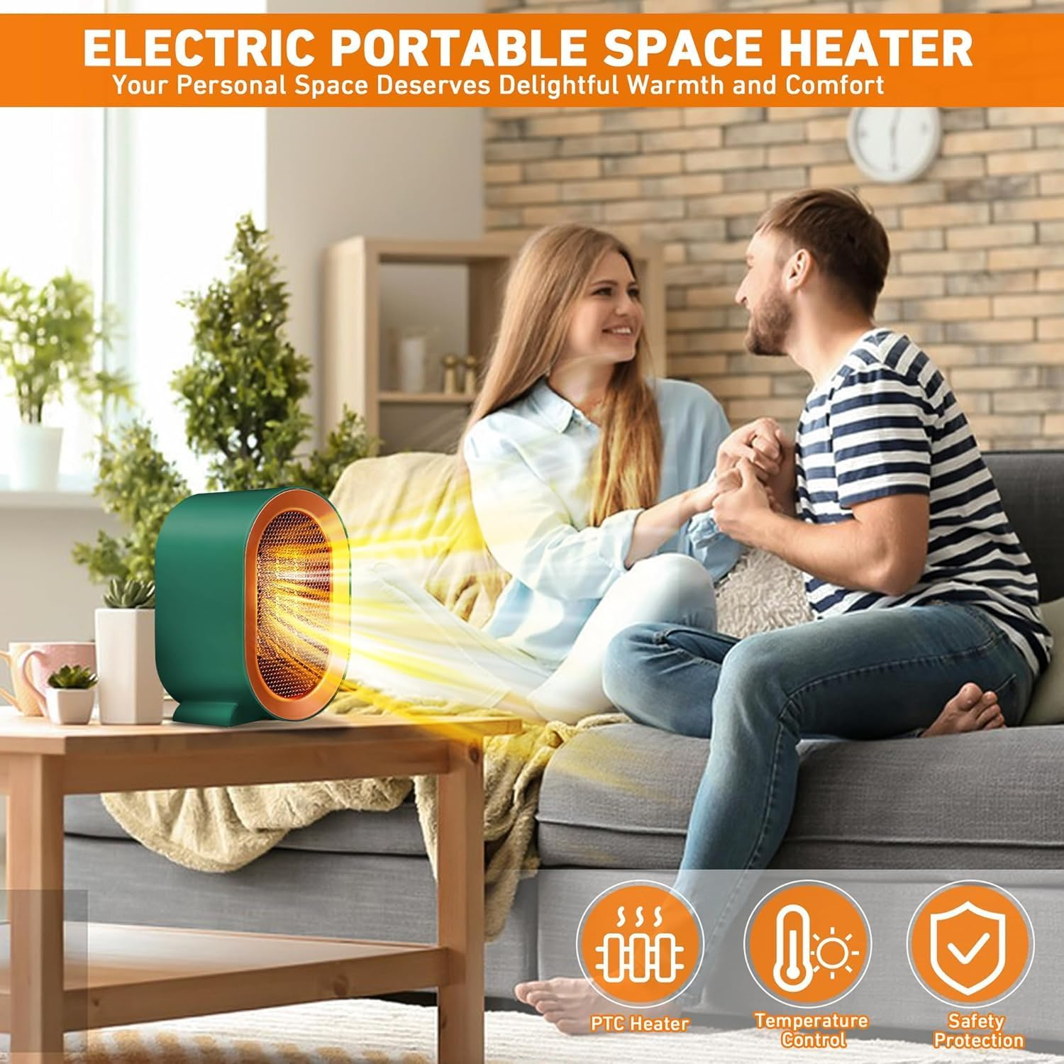 Space Heater for Indoor Use, 1200W Angkng Portable Heaters with Overheat & Tip-Over Protection, Small Electric Heater under Desk, 1S Quick Heating Space Heater for Indoors Bedroom, Office Desk, Home