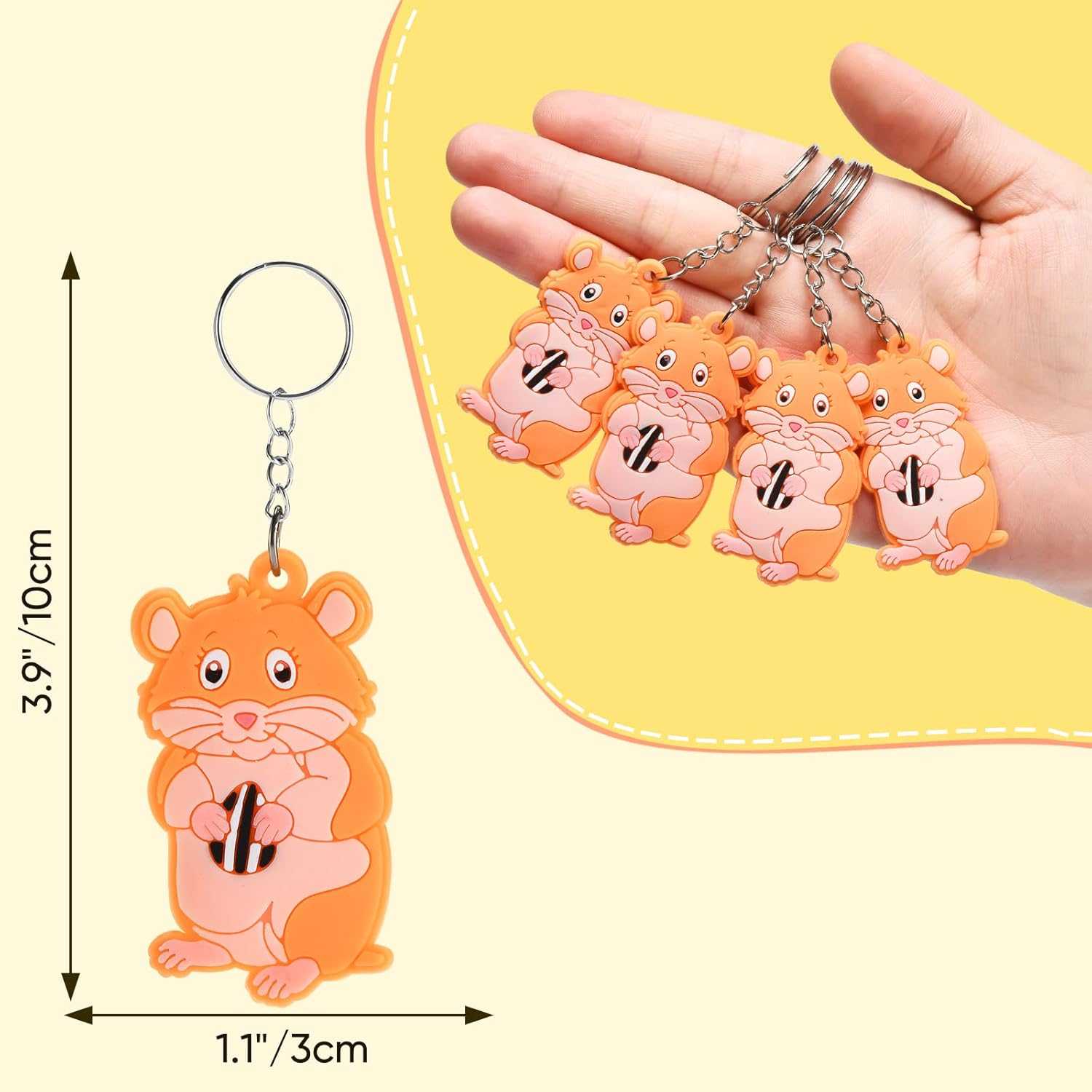 Imagitek 24 Pack Hamster Party Keychains Keyrings for Guinea Pig Themed Party Favors, Kids Birthday Party Bag Fillers, Baby Shower Return Gifts image number 2
