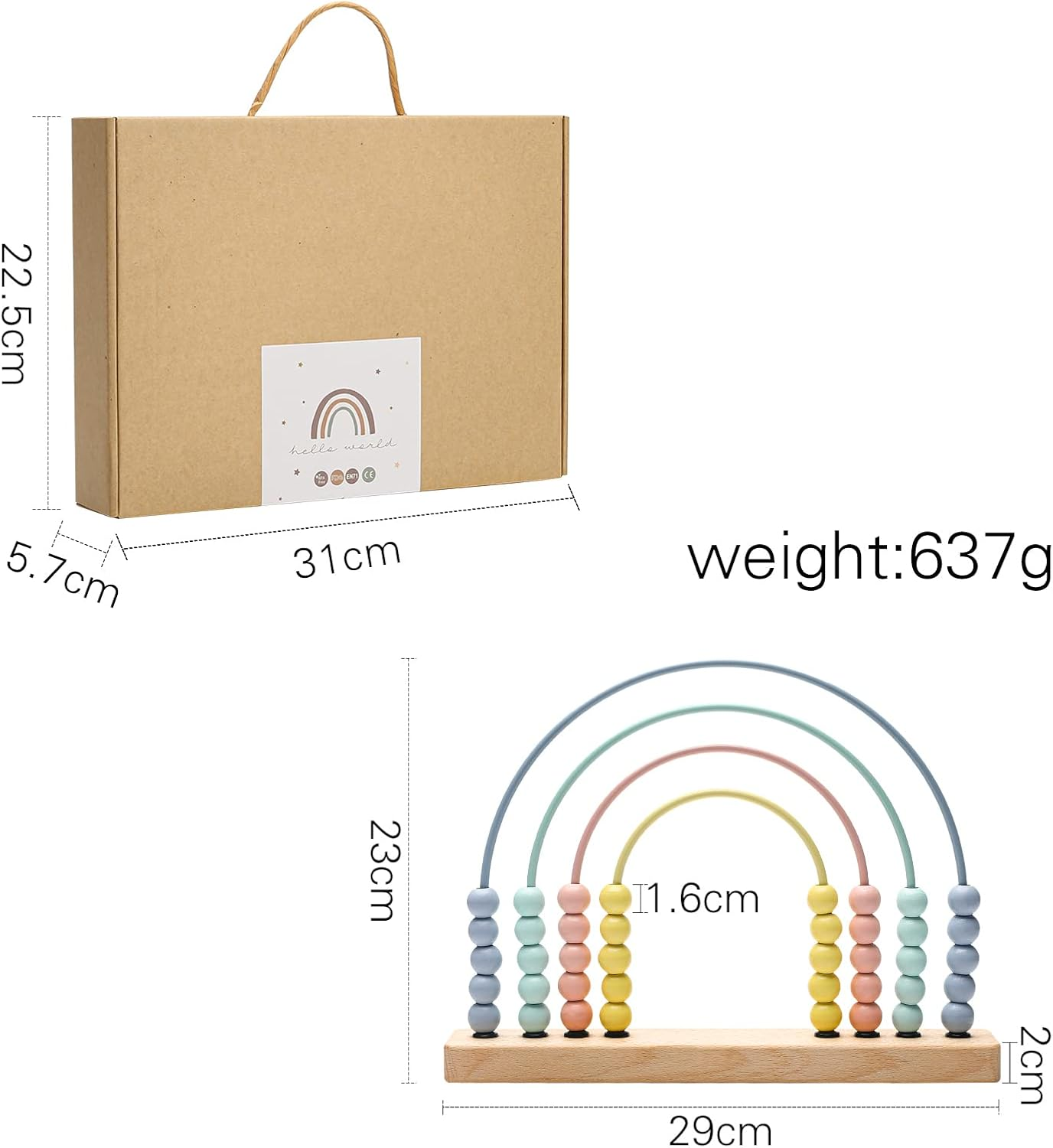 Ibwaae Wooden Rainbow Abacus Beads Counting Toys Kids Early Math Skills Montessori Educational Learning Games for Toddler image number 1