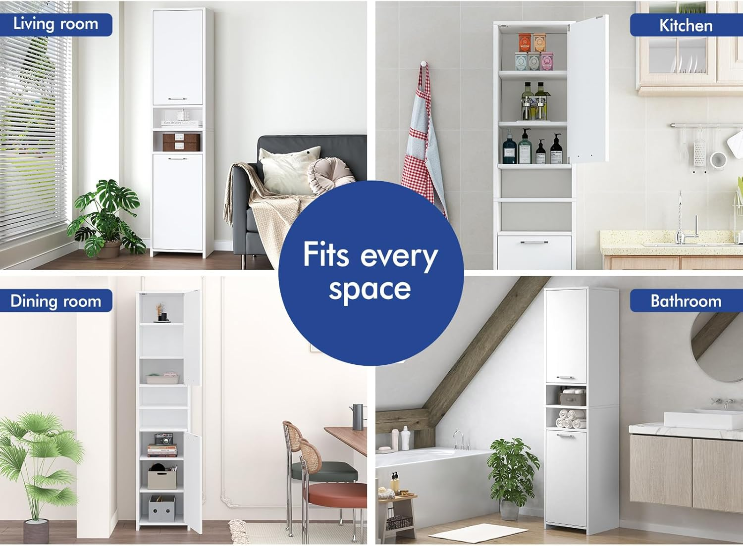 ALFORDSON Tall Chests of Drawers with Handles, Dresser Drawers Hallway Tallboy for Bedroom, Living Room Side Cabinet Standing Storage Cupboard, Indoor Furniture Home Organiser Sideboard, White Colour image number 3