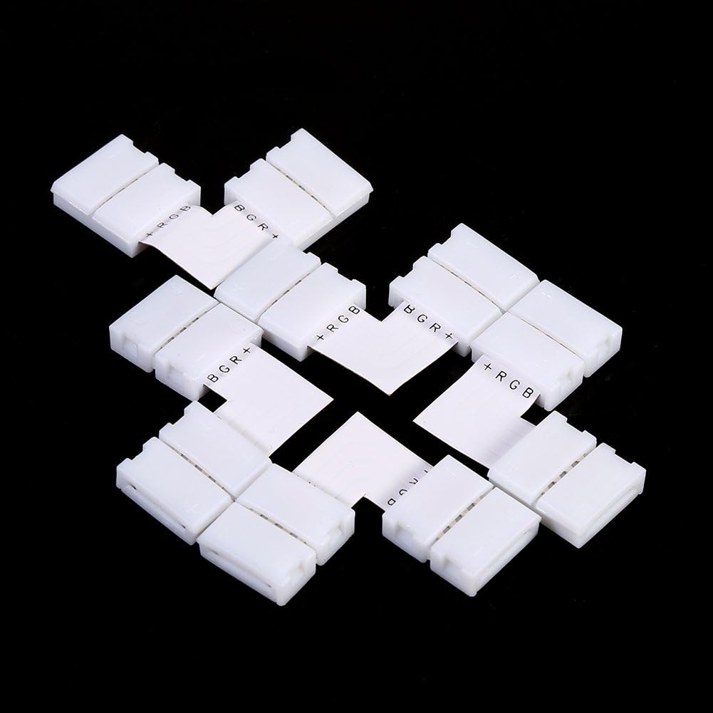 5Pcs L Shape 4Pin 10Mm Solderless Corner Connectors Adapters for RGB 5050 LED Strip Lights image number 6