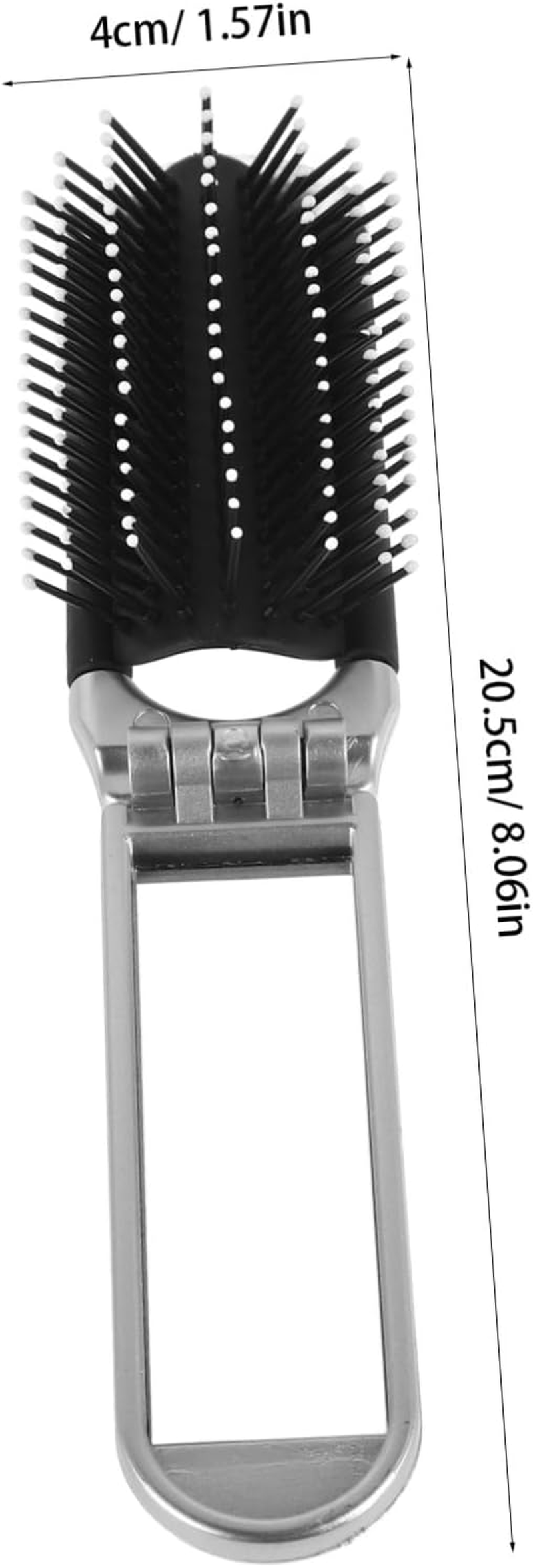 HEALEEP Portable Foldable Hair Brush with Mirror Travel Compact Detangling Comb for Go Touchups and Easy to Clean Silver Travel Hairbrush for Quick Makeup and Hair Styling image number 6