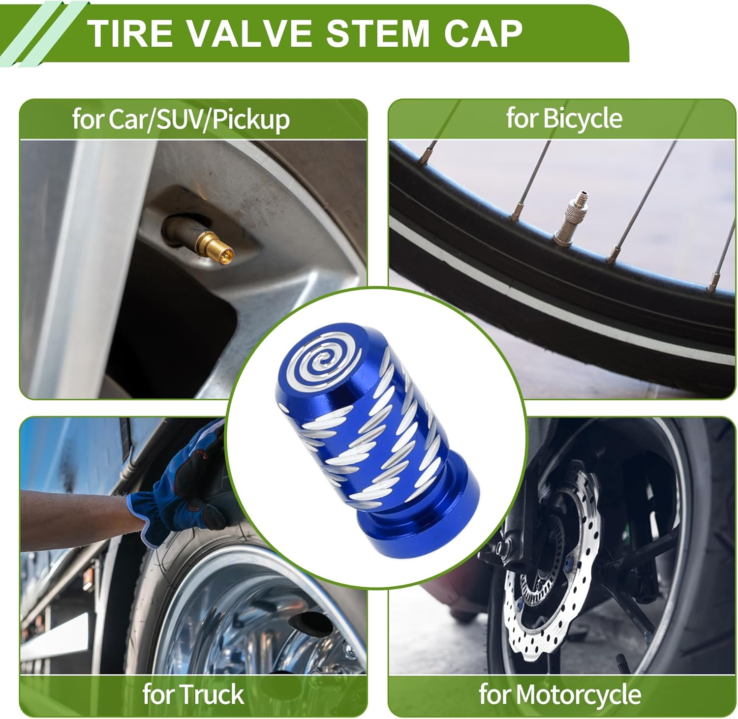 HOPESPANNER Tyre Valve Caps Decorative Blue Wing Pattern Tyre Valve Dust Covers 7 X 22 Mm Aluminium Alloy Pack of 4 image number 5