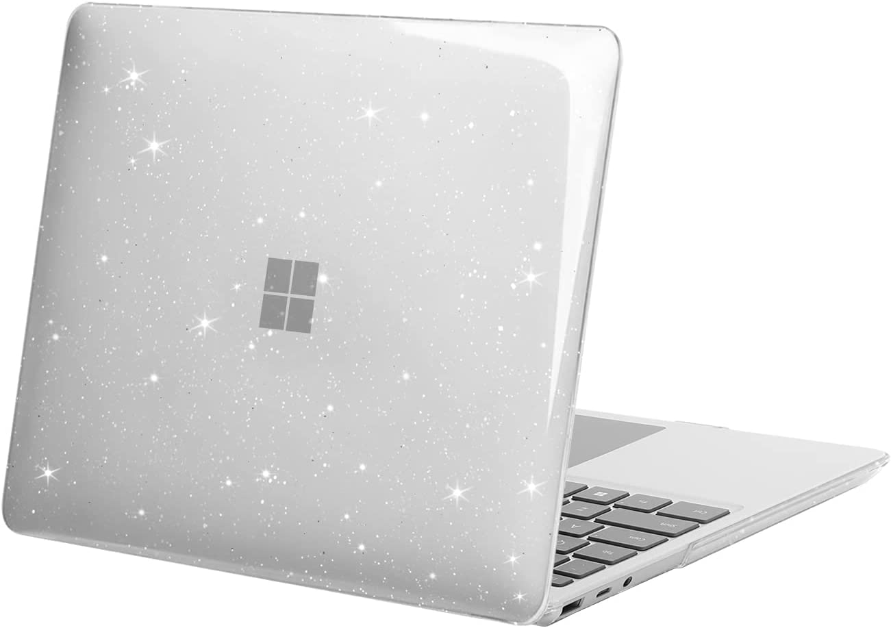 MOSISO Case Only Compatible with Microsoft Surface Laptop Go 3/2/1 12.4 Inch 2023-2020 Release (Models: 2013 & 1943), Protective Glitter Sparkly Plastic Hard Shell Case Cover, Transparent image number 3