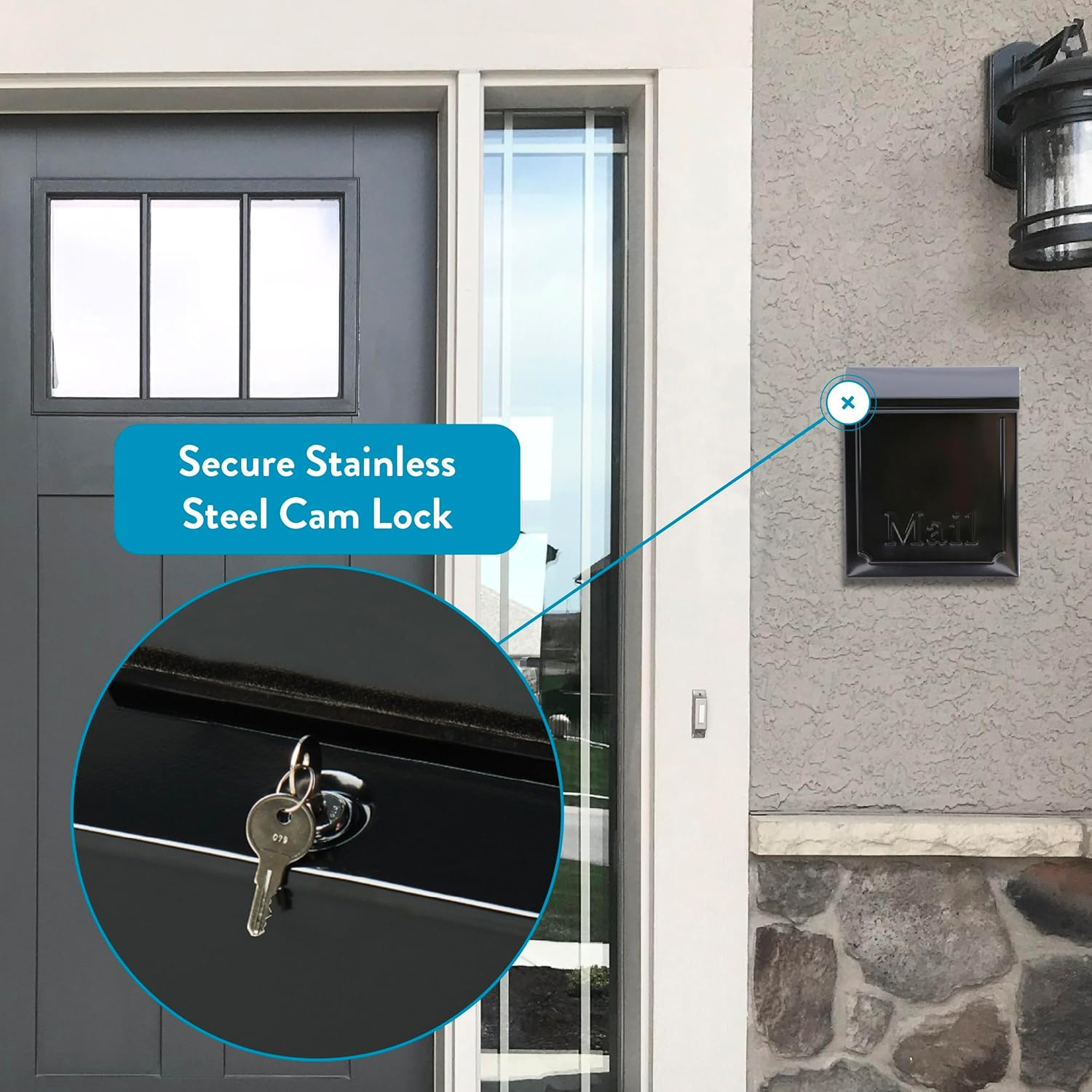 Architectural MAILBOXES Townhouse Vertical Small Capacity Letterbox, Galvanized Steel Wall Mount Mailbox, 4.1 X 8.6 X 10.1 Inches, Black image number 3