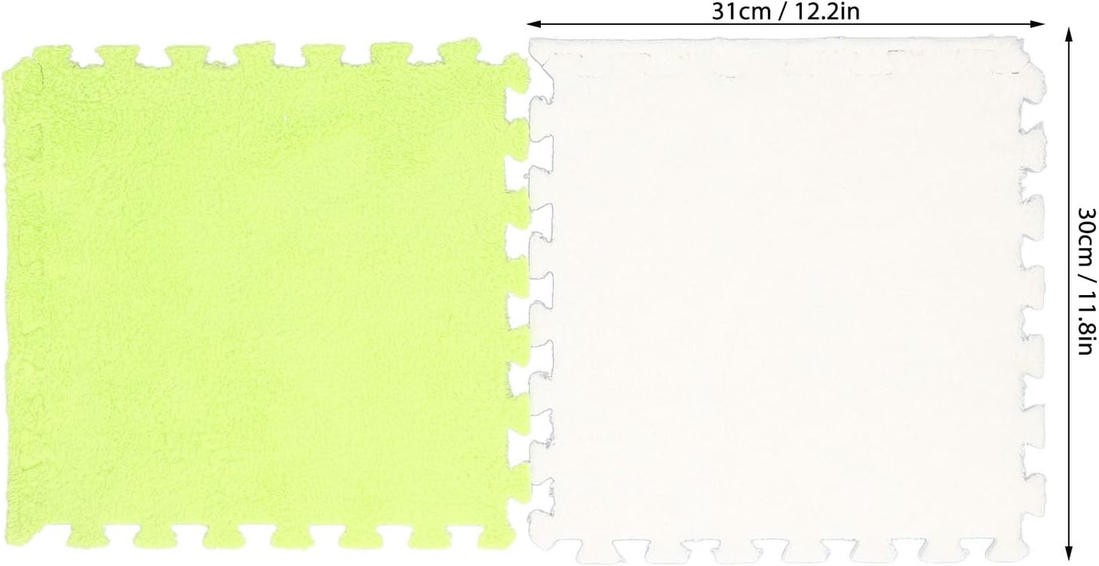 Fluorescent 10Pcs Plush Puzzle Foam Floor Mat, Interlocking Soft Square Foam Tiles 31X30Cm Area Rugs Carpet for Bedroom Parlor Decoration image number 1
