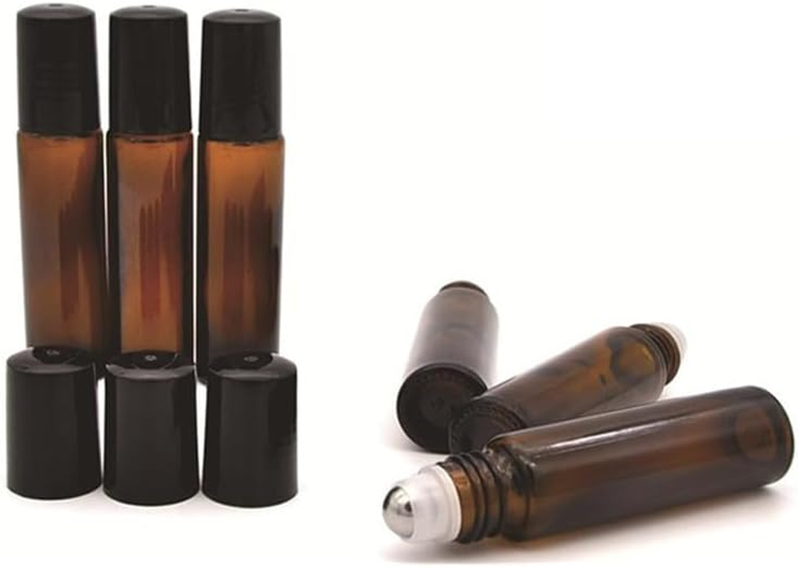 6 PCS Essential Oil Roller Bottles 10 Ml 1/3 Oz Refillable Roll on Bottle Withstainless Steel Ball image number 1