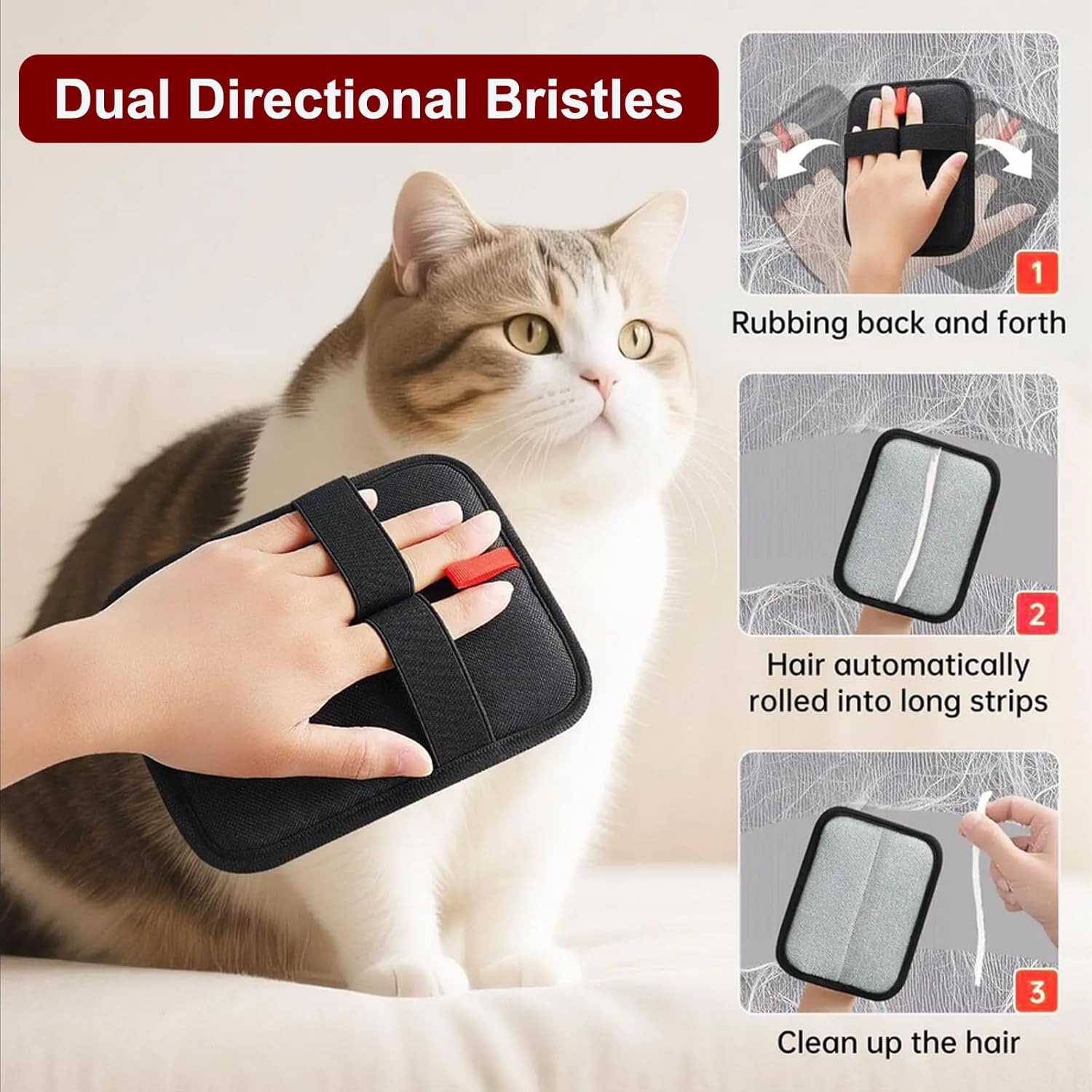 TOOCAWO 2 Pcs Pet Hair Remover, Electrostatic Pet Hair Removal Glove, Washable Reusable Dog and Cat Hair Remove Glove, for Couch, Sheet, Furniture, Carpet, Curtain image number 1