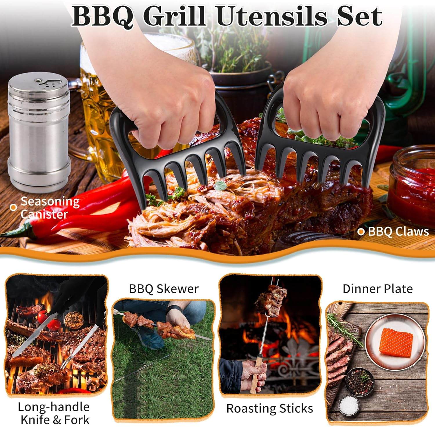 Camping Essentials Cookware Cooking Utensils Set - Camping Kitchen Utensils, Portable Outdoor Accessories, Stainless Steel & Silicone, Camping Gear Equipment for RV Picnic Grill image number 4