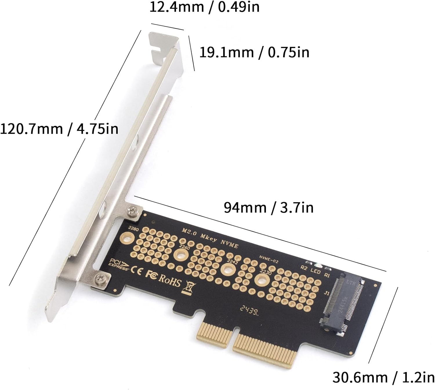 Duttek M.2 to PCIE Adapter 4.0,3.0,2.0, 1.0, NVME Pcie Adapter X4 for 2230/2242/2260/2280 M.2 Nvme Solid State Drives, PCIE X4 M.2 NVME Protocol Expansion Card image number 5