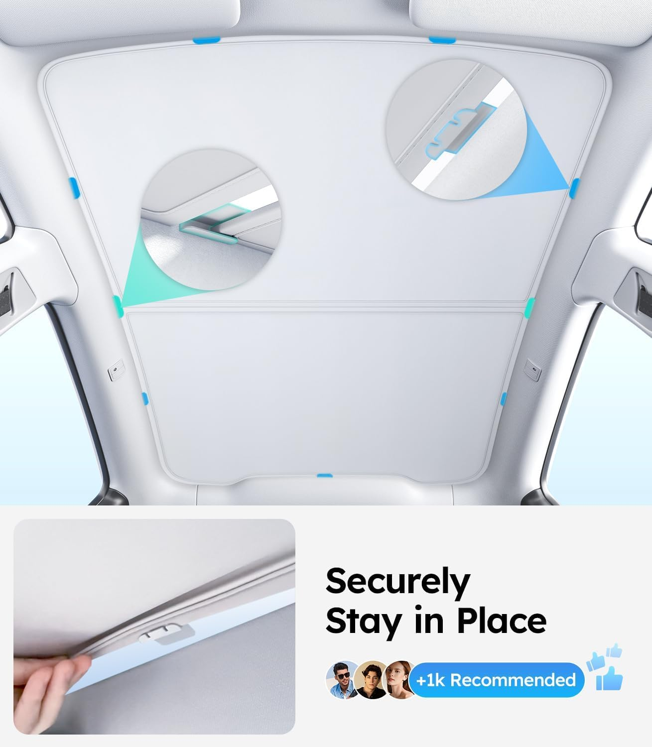 2025 Tesla New Model Y Juniper Accessories Sunshade Roof [Never Sag, Nano Ice-Crystal Coatings] 3-Gen Heat Insulation Glass Roof Sun Shade, Accessories for Tesla Juniper Model Y, Gray image number 5