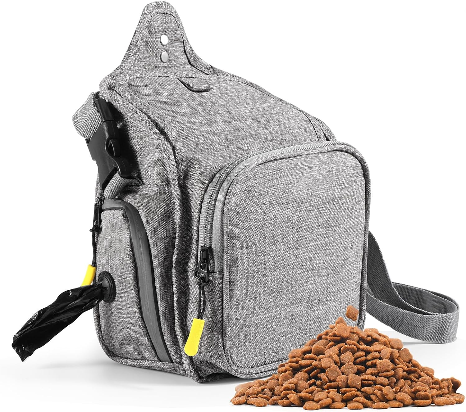 Aurora & Tithonus Dog Treat Bag, Dressage Treat Bag for Dogs, Adjustable Belt with Dispenser for Dog Poop Bags, for Training Dog Walking (Grey), Gray, Dog Treat Bag