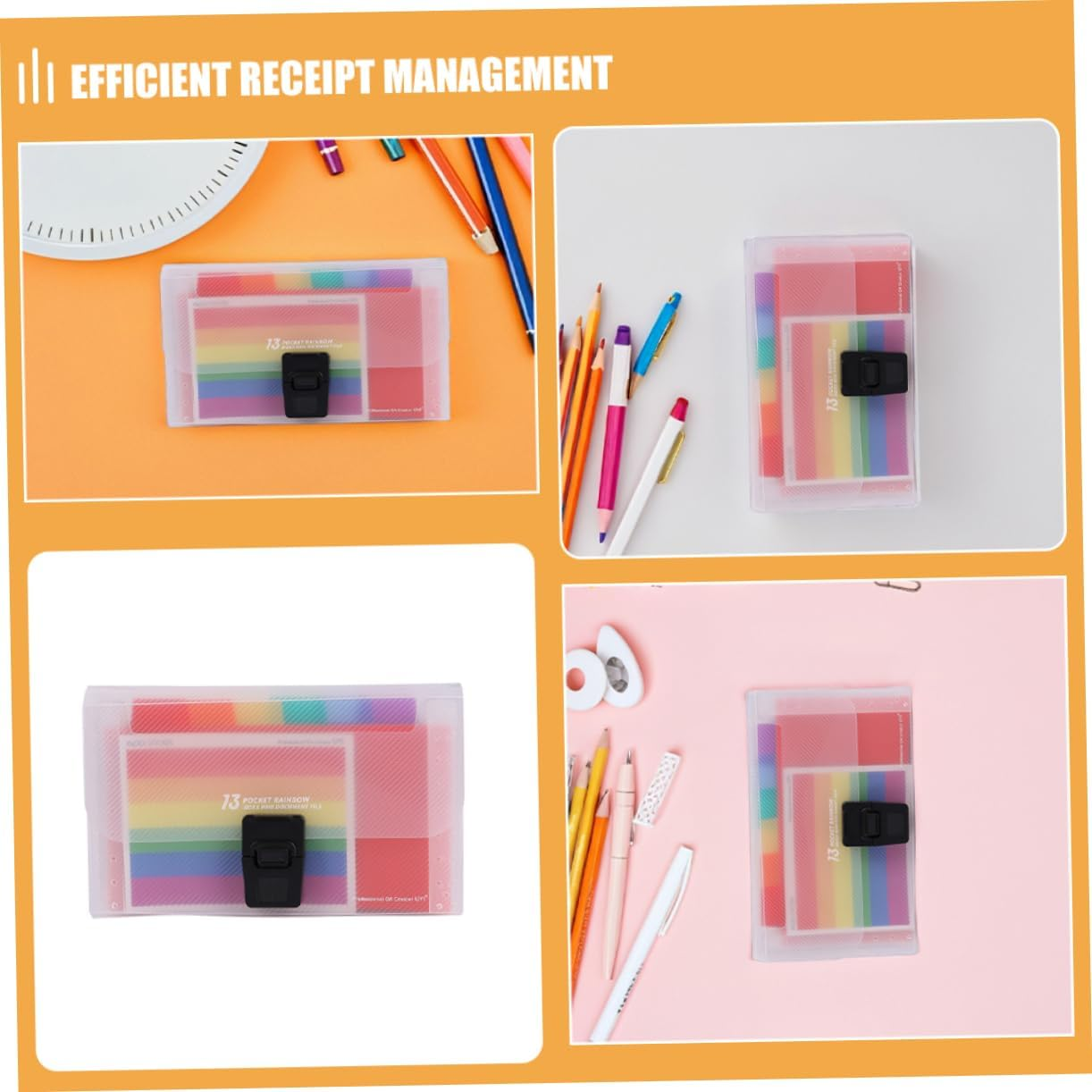 HOMSFOU 3Pcs Accordion File Storage Bag Expanding Folder for Office School Document Organizer image number 5