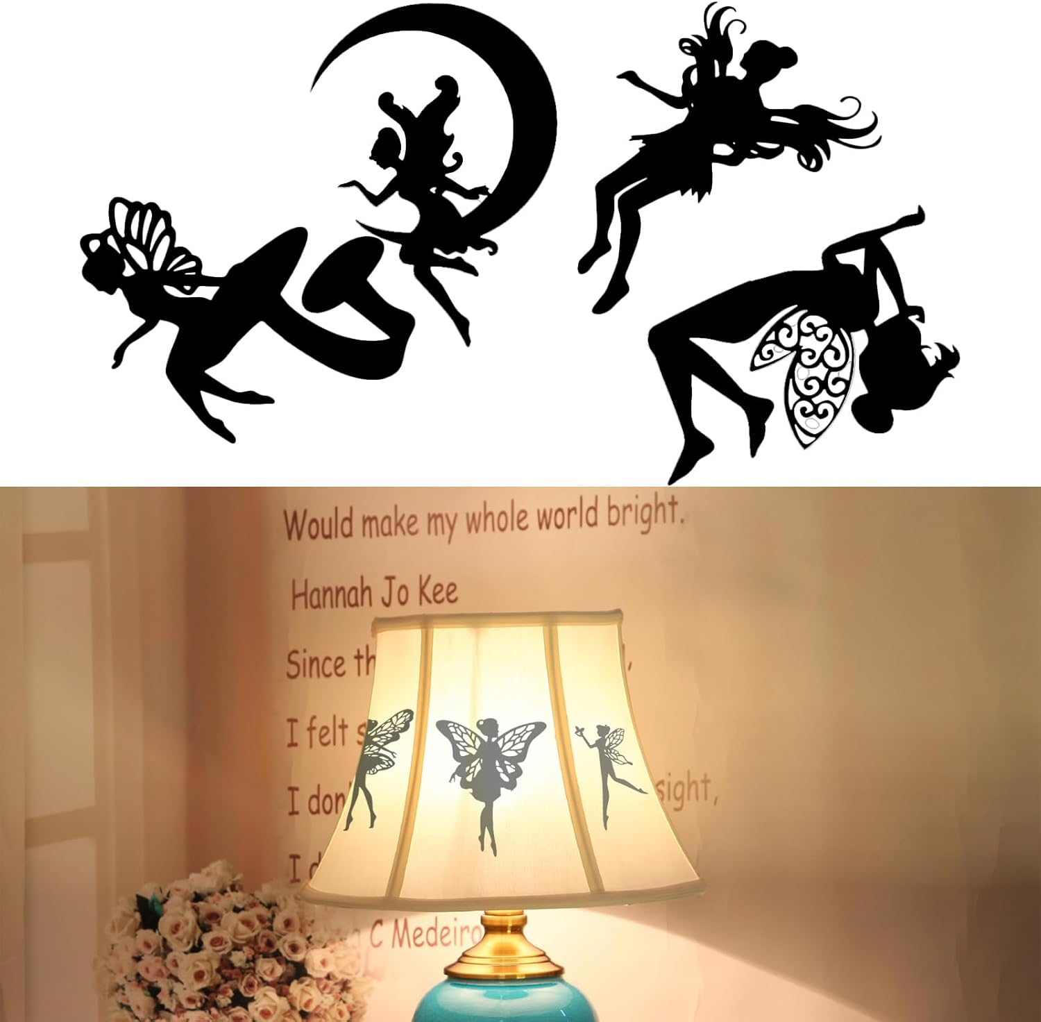 Emagtech 40PCS Fairy Cutouts Silhouette Embellishments Jar Decals Decorative Paper for Lantern Jars Scrapbooks Windows Desks Mobile Phones Decoration image number 4