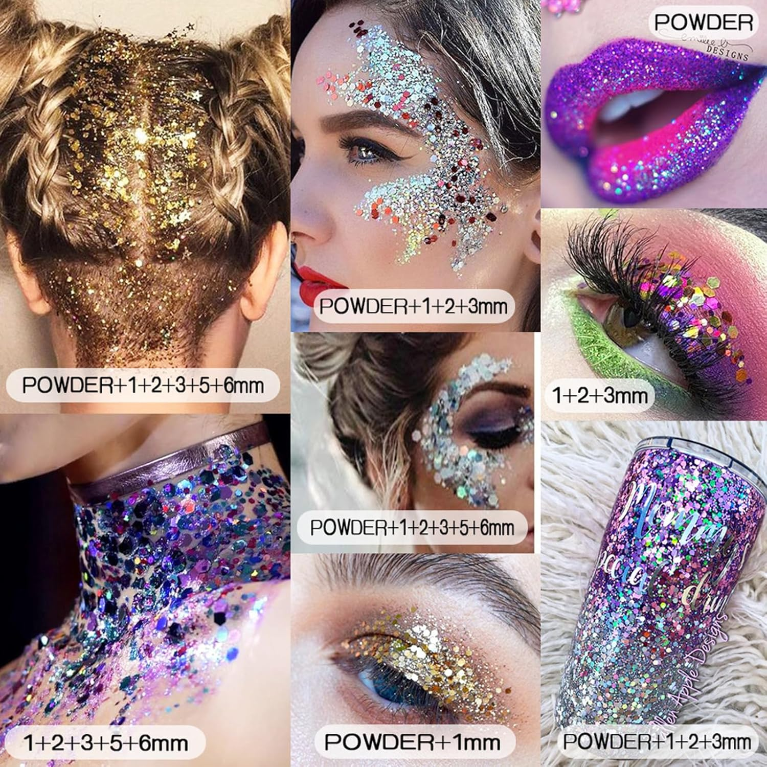 Roseflower Holographic Chunky Glitter, Mix Multi Flakes Dreams Iridescent Festival Cosmetic, Body Face Eye Hair Nail & Eyeshadow, Decoration Perfect Halloween, Resin, Slime, Tumbler, Craft, Makeup - 10 image number 7