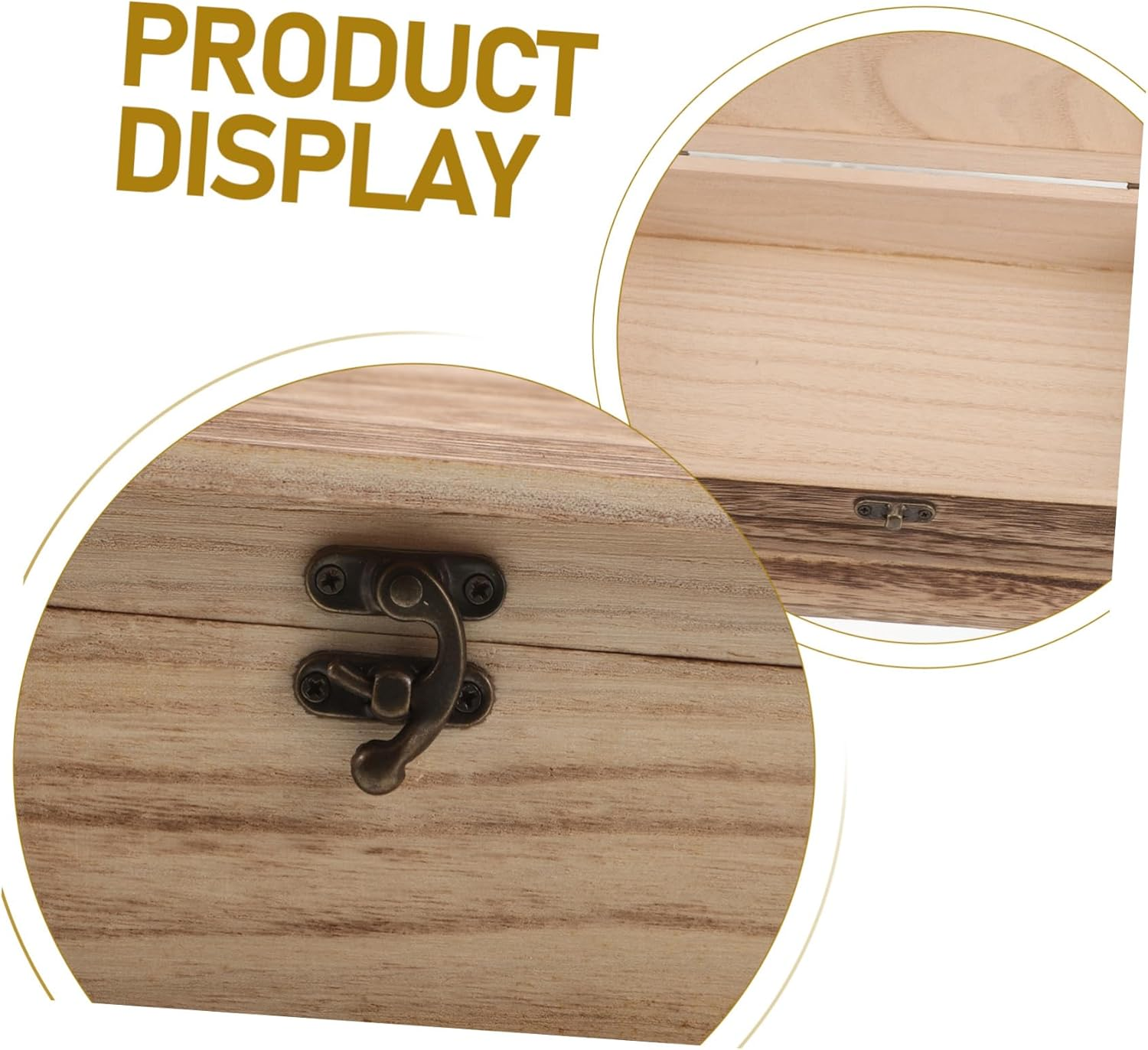 2Pcs Wood Jewelry Box Lid Keepsake Storage Treasure Chest Blank Wooden Trinket Cards Container Wooden Desktop Classic Book Shape Natural Wood Finish image number 1