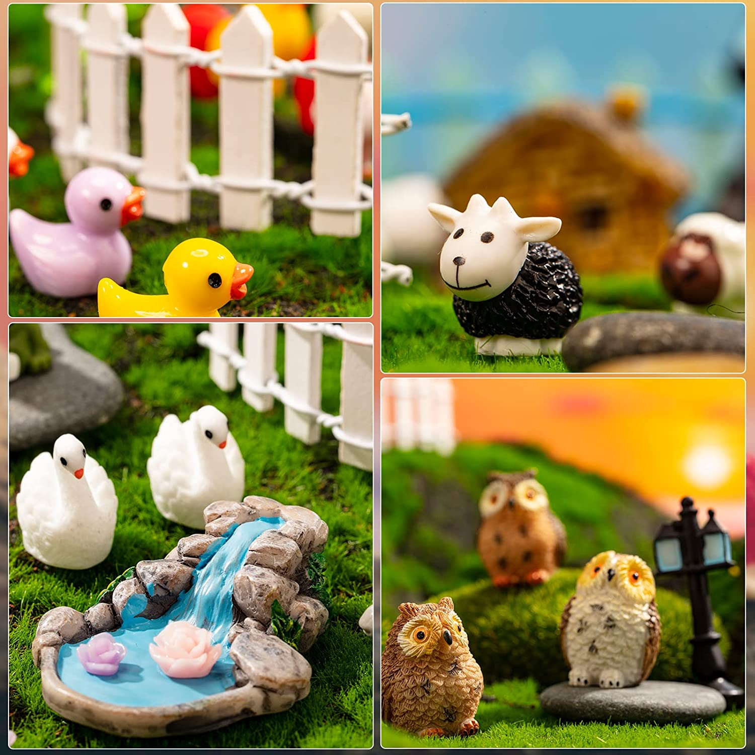 248 Pcs Fairy Garden Kit - Miniature Accessories, Animals, Resin Figurines, Dollhouse Ornaments for DIY Micro Landscape, Plant House Decor image number 5