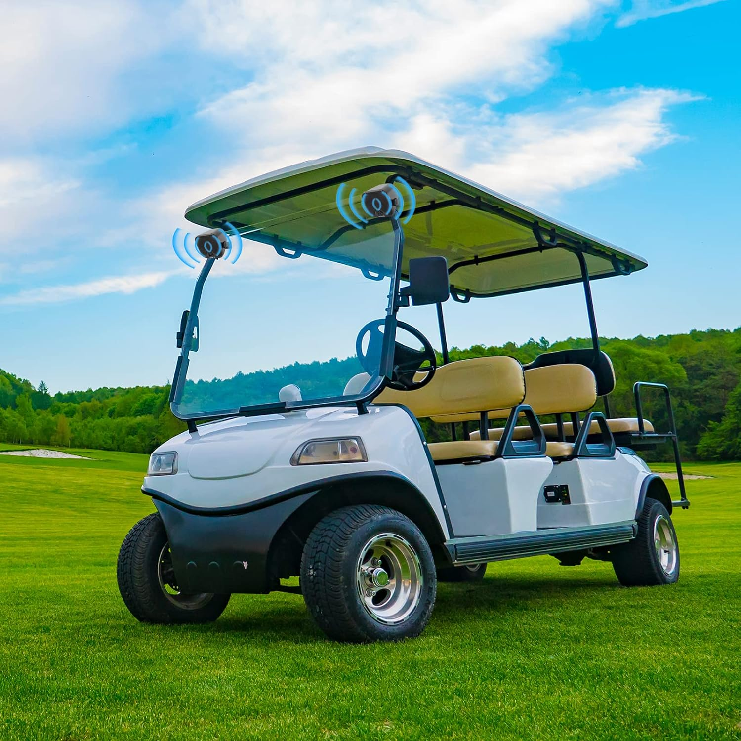 Herdio 4 Inches Heavy Duty Waterproof Boat Marine Bluetooth Speakers Surface Mounted for Camper Skid Steer ATV UTV RZR Golf Cart Tractor image number 1