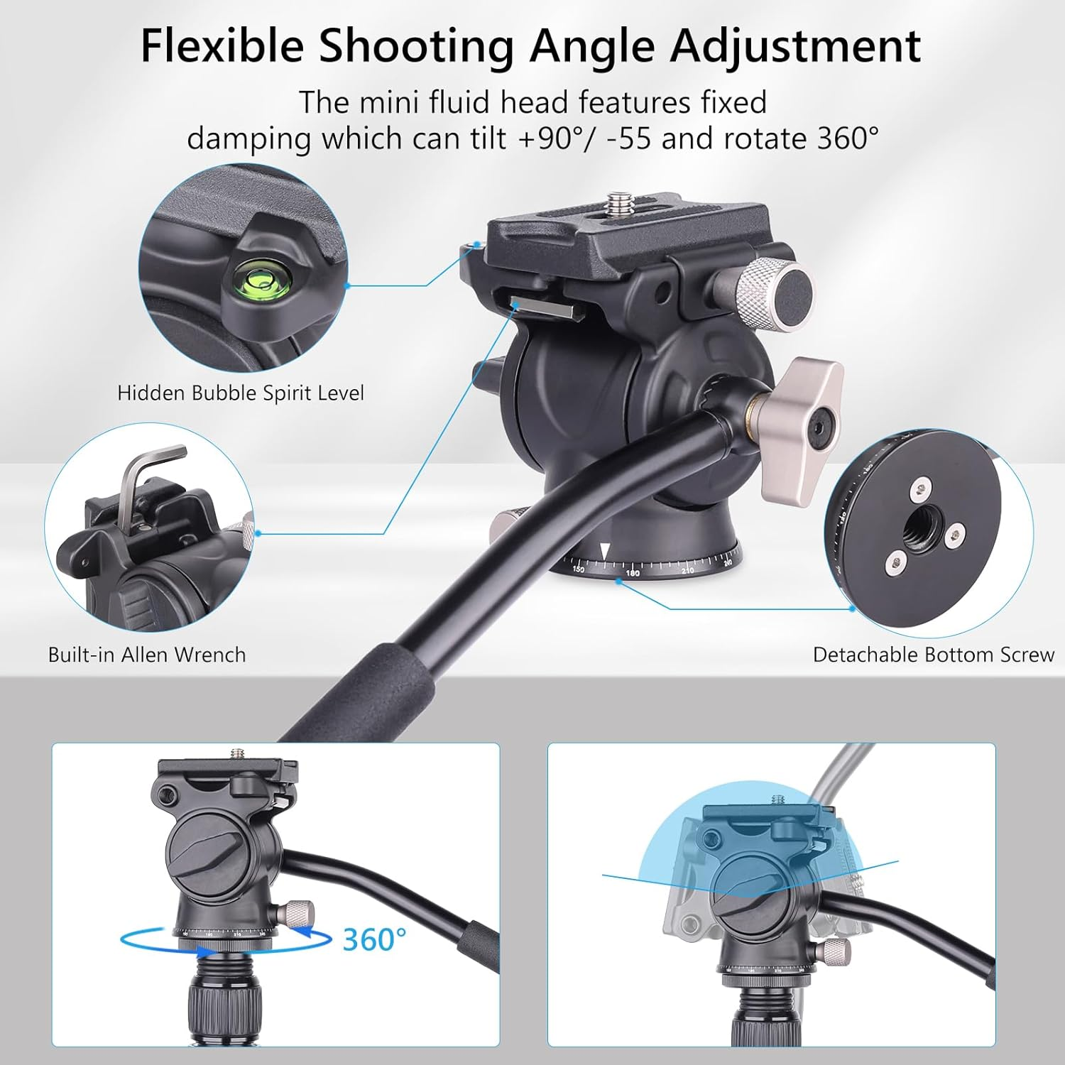 69.7" Lightweight Compact Carbon Fiber Tripod W/Detachable Monopod Video Head，Carbon Fiber Tripod, Lever Lock Professional Heavy Duty Camera Tripod Head image number 4