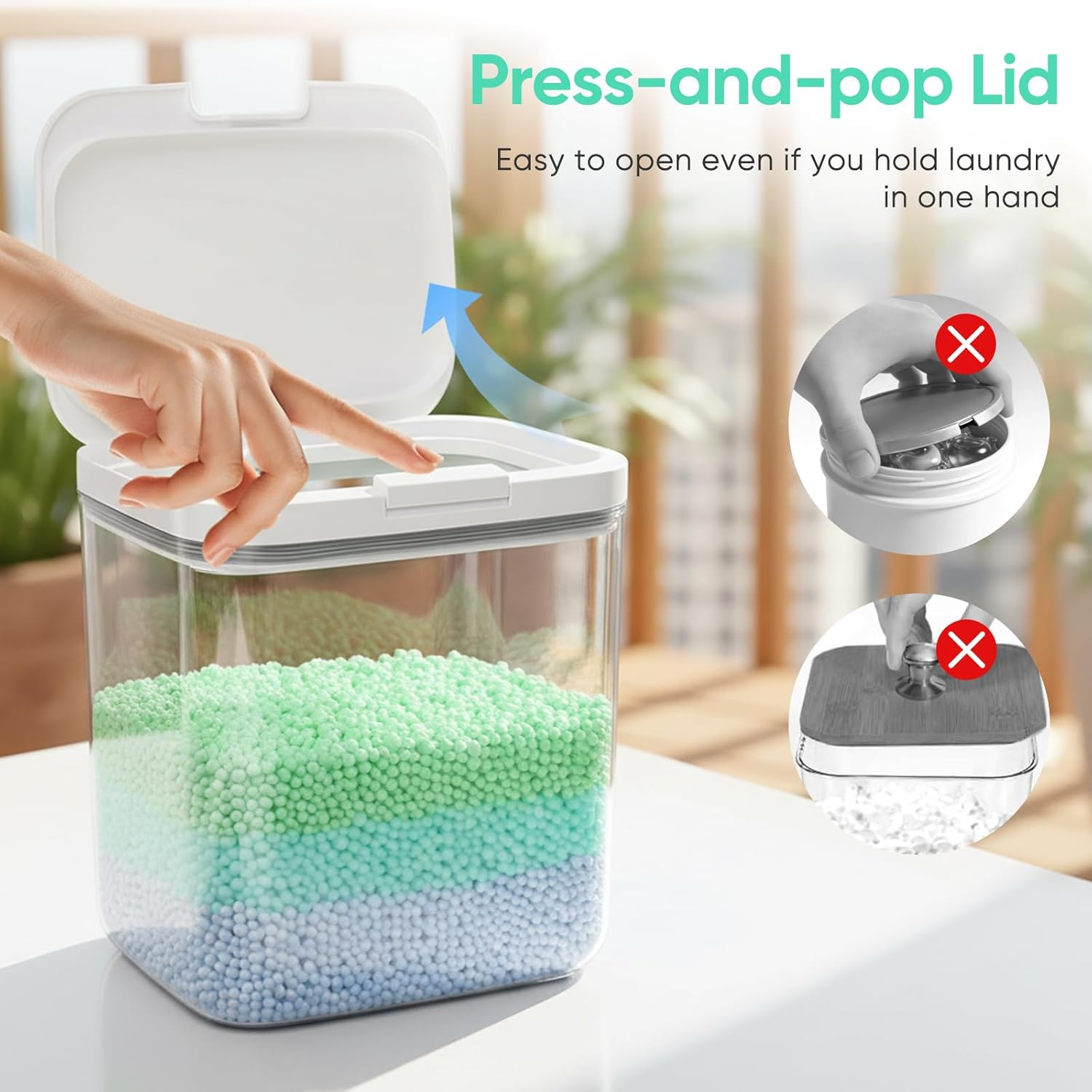 Mannicix Pack of 2 Containers for Detergent, Detergent Box with Spoon, Storage Box for Washing Powder, Laundry Detergent Storage, 2L Detergent Container for Washing Capsules, Bath Bombs image number 1