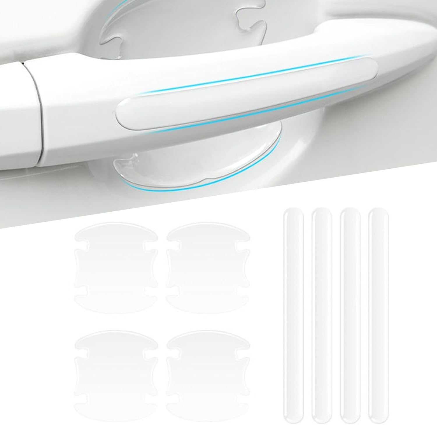 8 PCS Universal Car Door Handle and Bowl Scratch Protector Sticker, Clear Waterproof Paint Protection Film Covers for Rear View Mirror (Transparent) image number 3