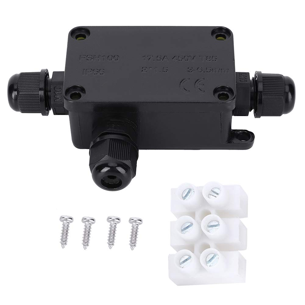Waterproof Terminal Junction Box Black PC Mini 1 in 2 Out for Outdoors, Junction Box IP66, Adapter Cable 3-6.5Mm image number 5
