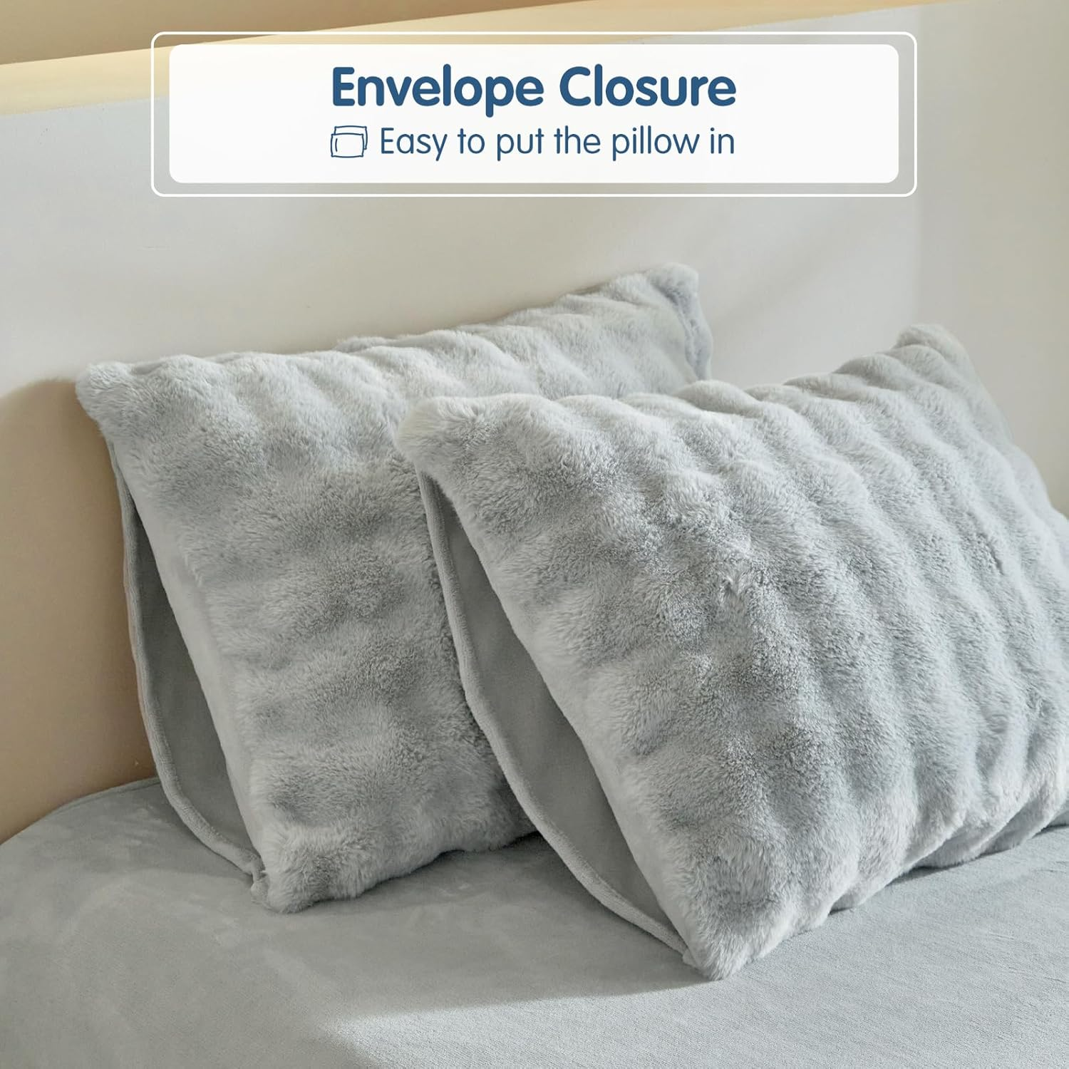 Tokokimo Plush Duvet Cover 240 X 260 Cm with 2 Pillowcases 65 X 65 Cm - Warm Winter Plush Rabbit Fur Bedding Set 240 X 260 Cm with Zip, Grey image number 2