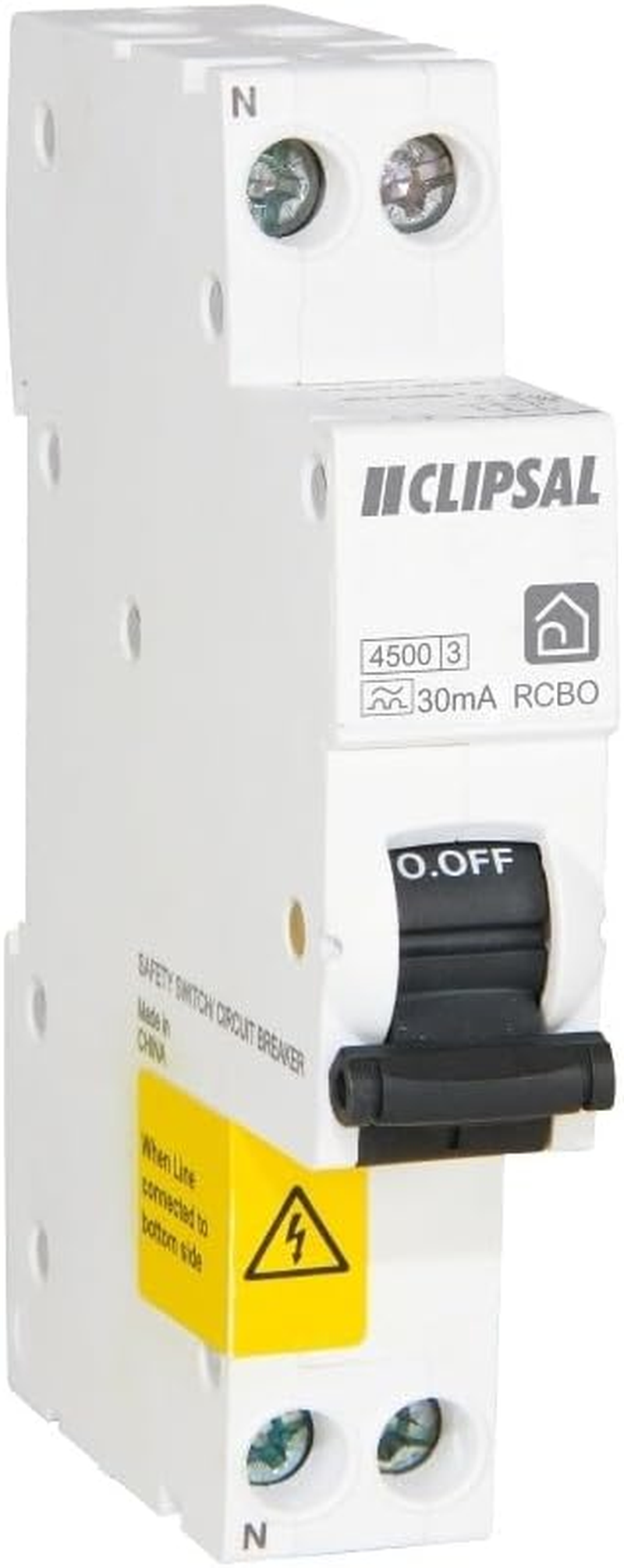 Clipsal 10A Resi MAX RCBO 1PN C 1PN 30MA a Slim Earth Leakage Circuit Breaker, Black/White