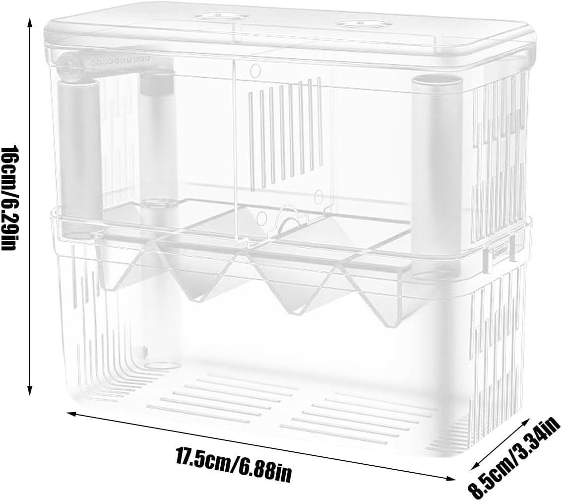 Aquarium Breeding Tank - Clear Double Layer Hatchery Box, Suction Cup Fish Incubator Fry, Transparent Nursery Isolation Chamber | Small Aquatic Pet Rearing Accessories image number 4