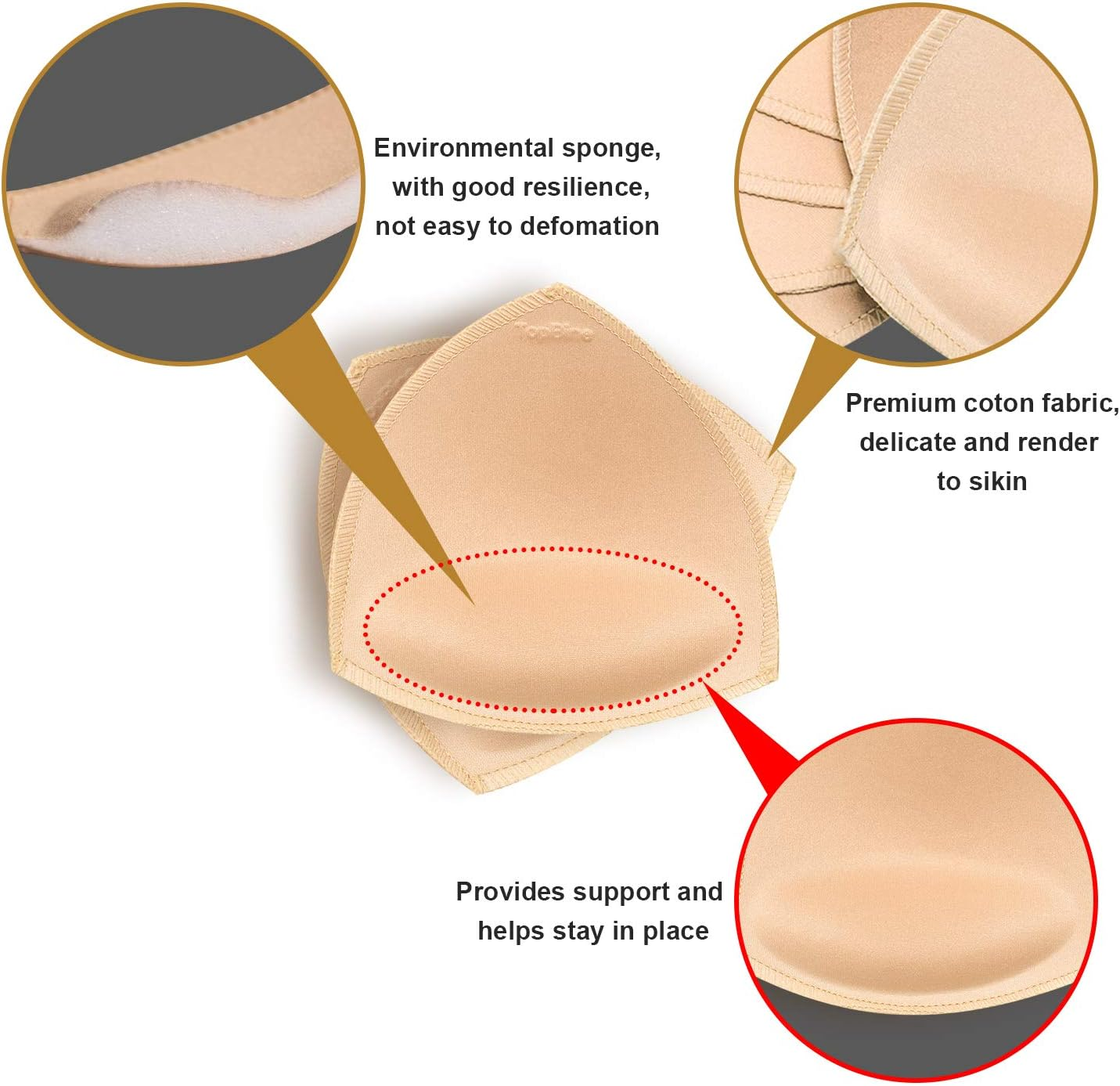 Topbine Bra Pads, Bra Padding, Removable Sports Bra Pads, Used for Swimwear and Bikinis image number 4