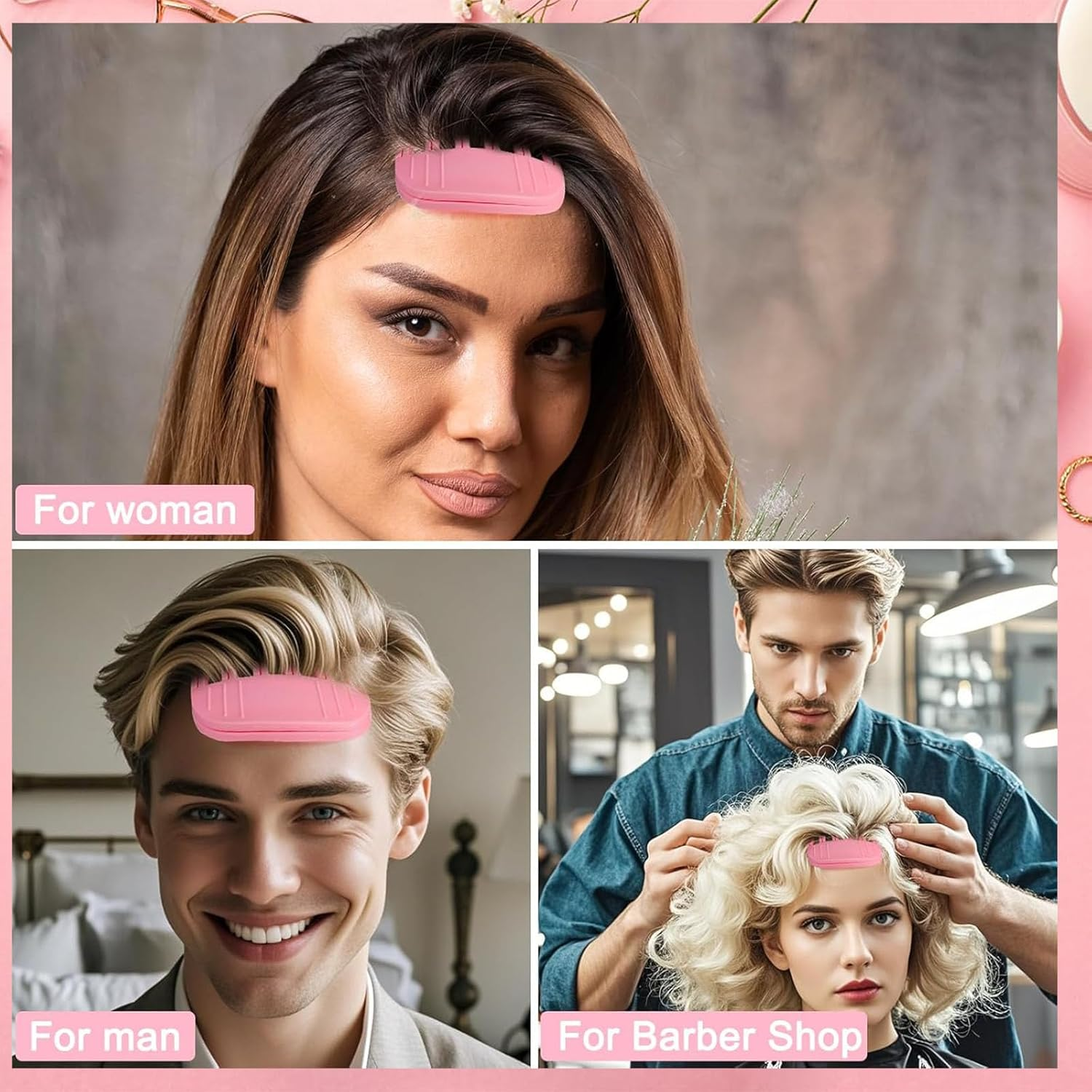 2 Pack Wind Shaping Styling Comb for Fluffy Bangs,Easy High Crown Volume Tool for Men and Women,Volumizing Hair Clips Instant No-Trace Hair Root Lifting Clips for Natural Voluminous Look,Pink image number 1