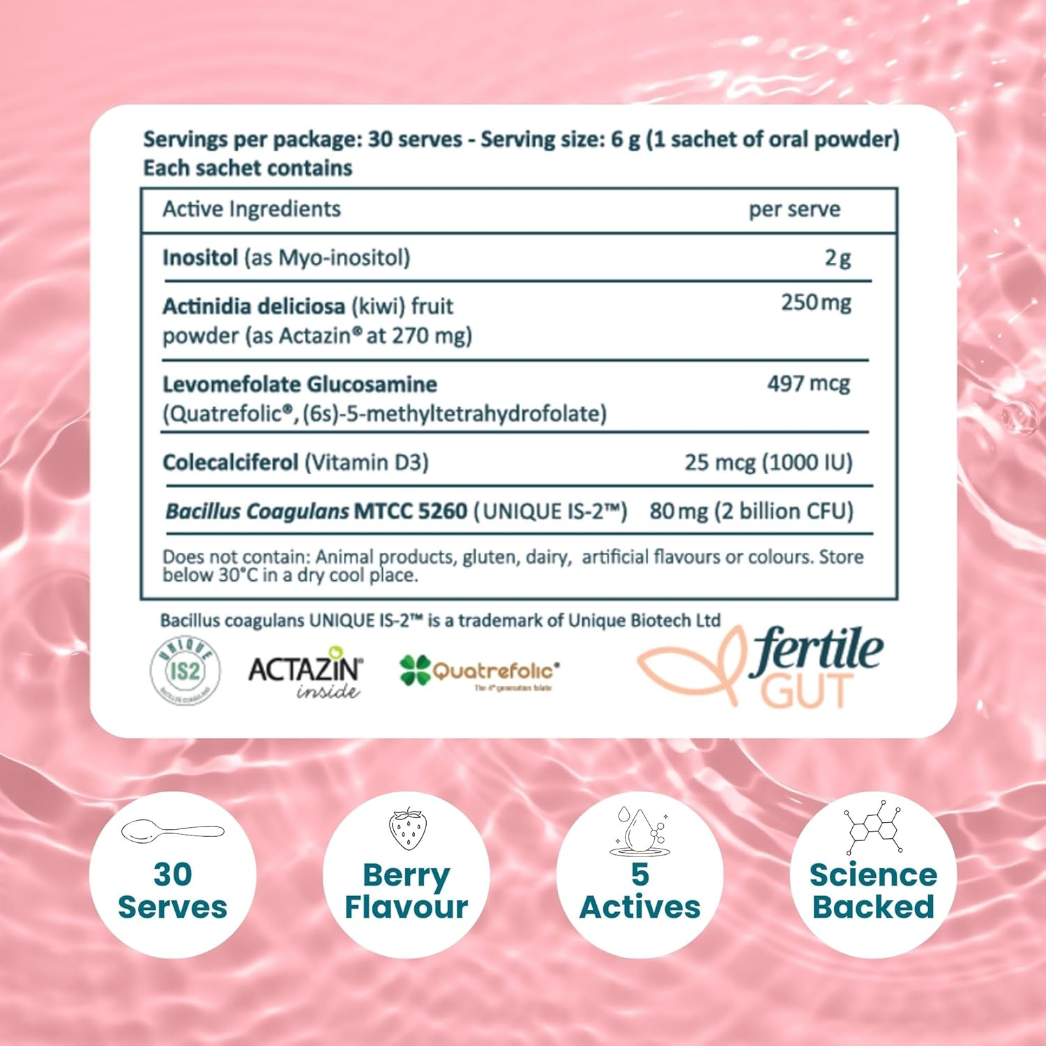 Gut + Hormone: Myoinositol + Methylated Folate + Vit D3 + Preboitic + Probiotic Metabolic & Digestive Health-Reproductive Hormone Support-Immune & Microbiome 30 X 6G Berry Flavoured Sachets