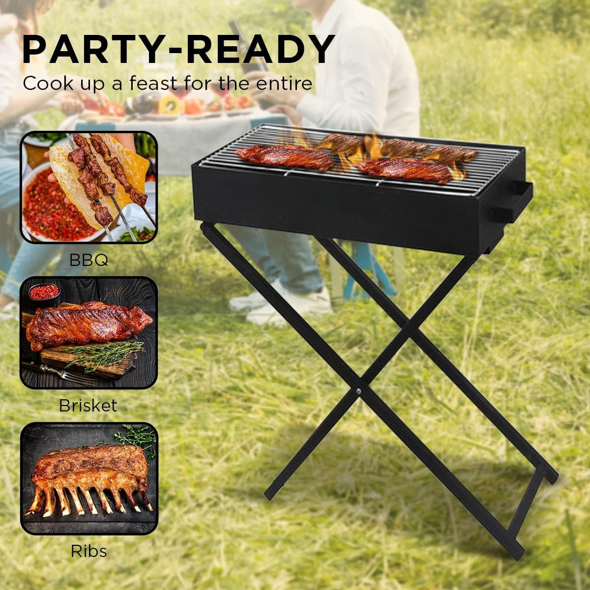 Wallaroo Charcoal BBQ Grill for Camping & Hiking Suitable for Outdoor Garden & Patio Use - Foldable Legs Height-Adjustable up to 72Cm image number 3