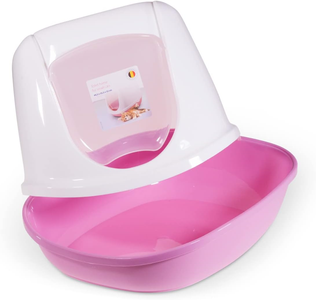 Savic Cat Litter Pan Duchesse with Door, 44 X 35 X 32 Cm, Pink-White image number 3