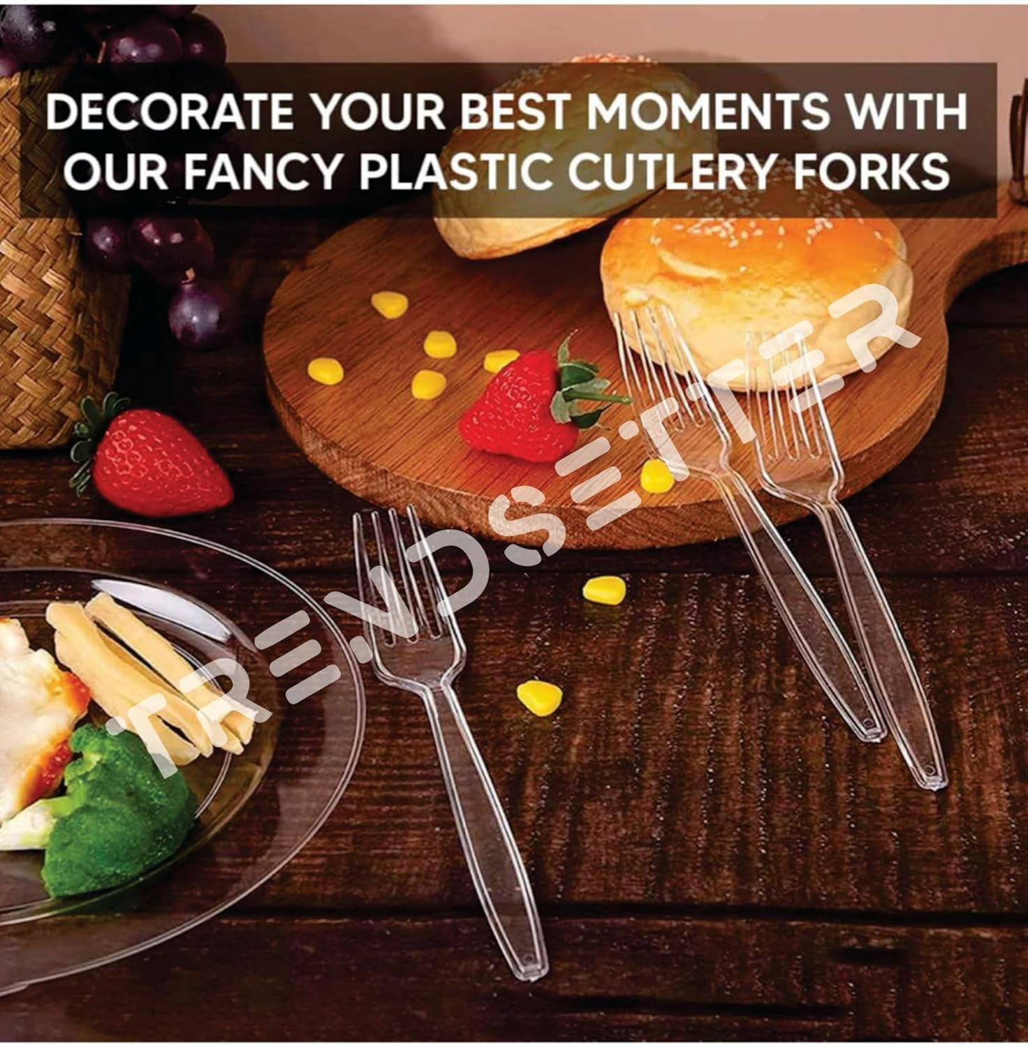 Pack of 50 Heavy Duty Clear Plastic Forks, Reusable and Washable Forks,Clear Reusable Forks Perfect for Picnics, Parties, Tableware and Dinnerware,Reusable Forks image number 3