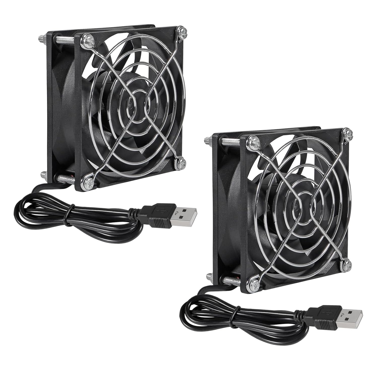 2Pcs USB Fan DC 5V 8025 80MM Cooling Fan 80X80X25Mm USB Cooling Fan Comptuter Case CPU Cooling Fan Laptop with Metal Grill image number 4