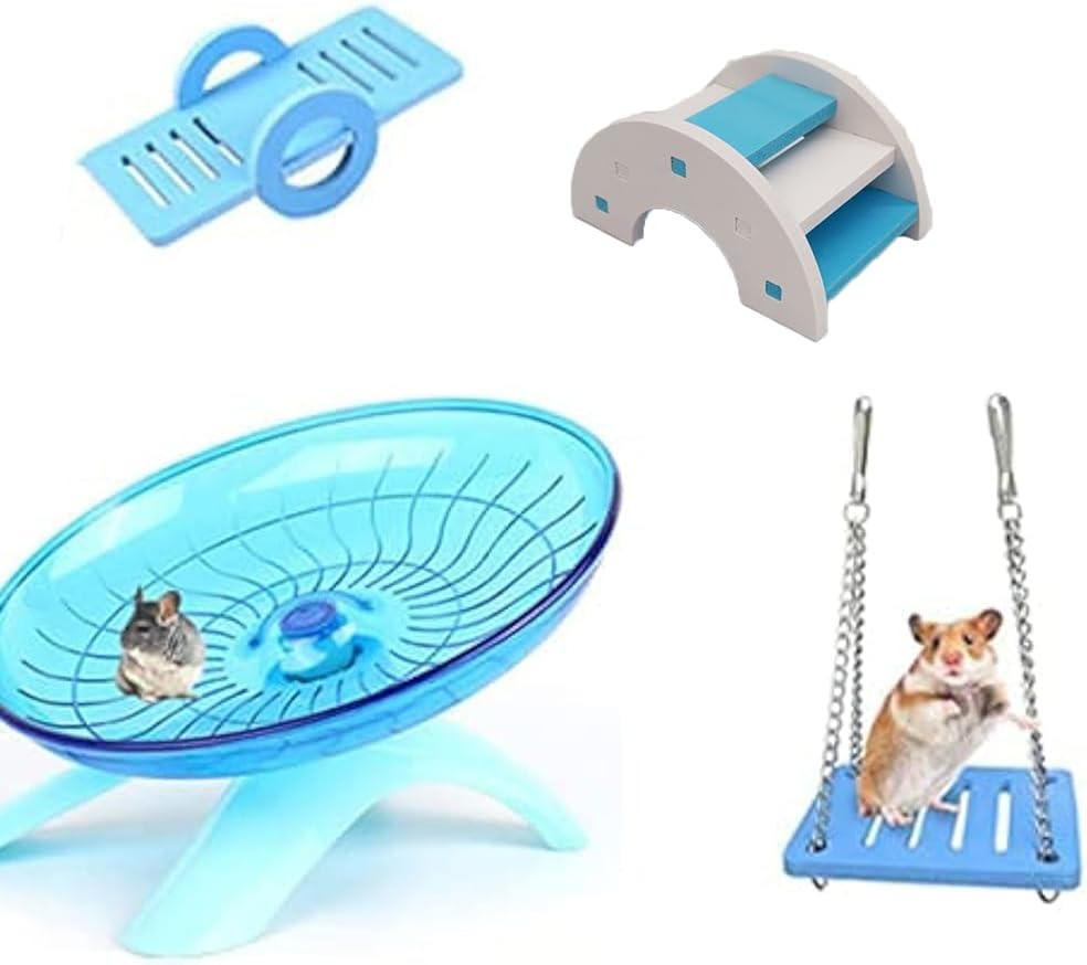 Hamster Toy, Set of 3 Hamster Accessories Set Rocker Swing Rainbow Bridge DIY Hamster Toys Training Toy Cage Decor Exercise Toy for Hamsters Rats Gerbils Small Animals image number 4