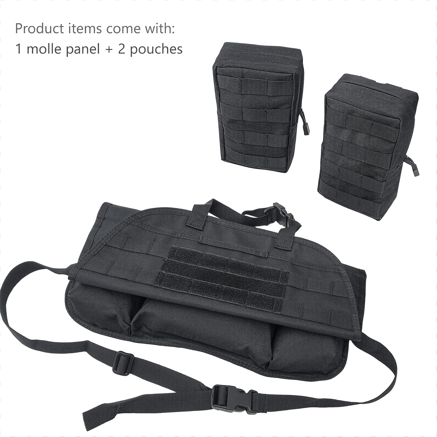 Molle Car Seat Organiser - Tactical Car Seat Back Organizer with 1 Molle Panel + 2 Molle Pouches (Style I) image number 1