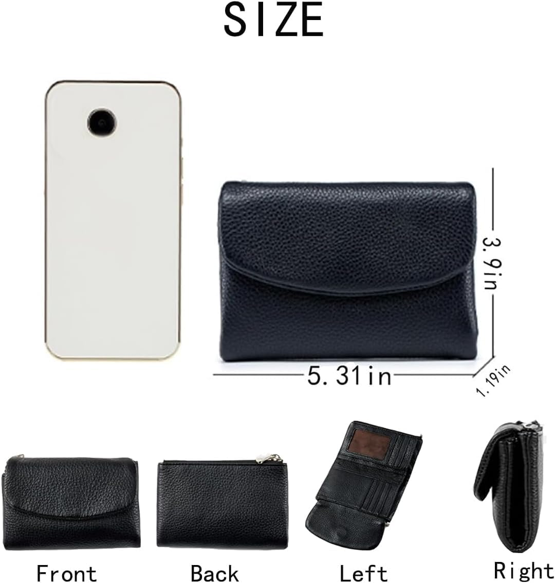 Unisex Leather Wallet, 5.3In Short Genuine Leather Coin Card Holder with Money Clip for Coins and Cards, Small Compact Bifold Pocket Purse Multicolor, for Men & Wome (Brown) image number 5