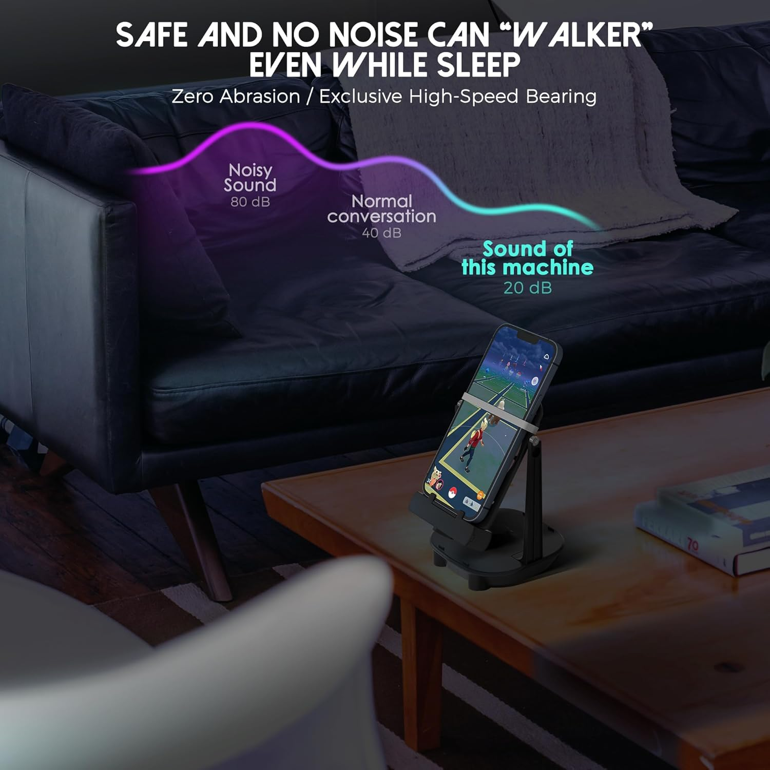 Phone Swing Compatible for Pok GO plus Cellphone Pedometer Steps Counter Accessories, (Super Mute) (Support 2 Phones) Quick Steps Earning Device with USB Cable, Phone Holder